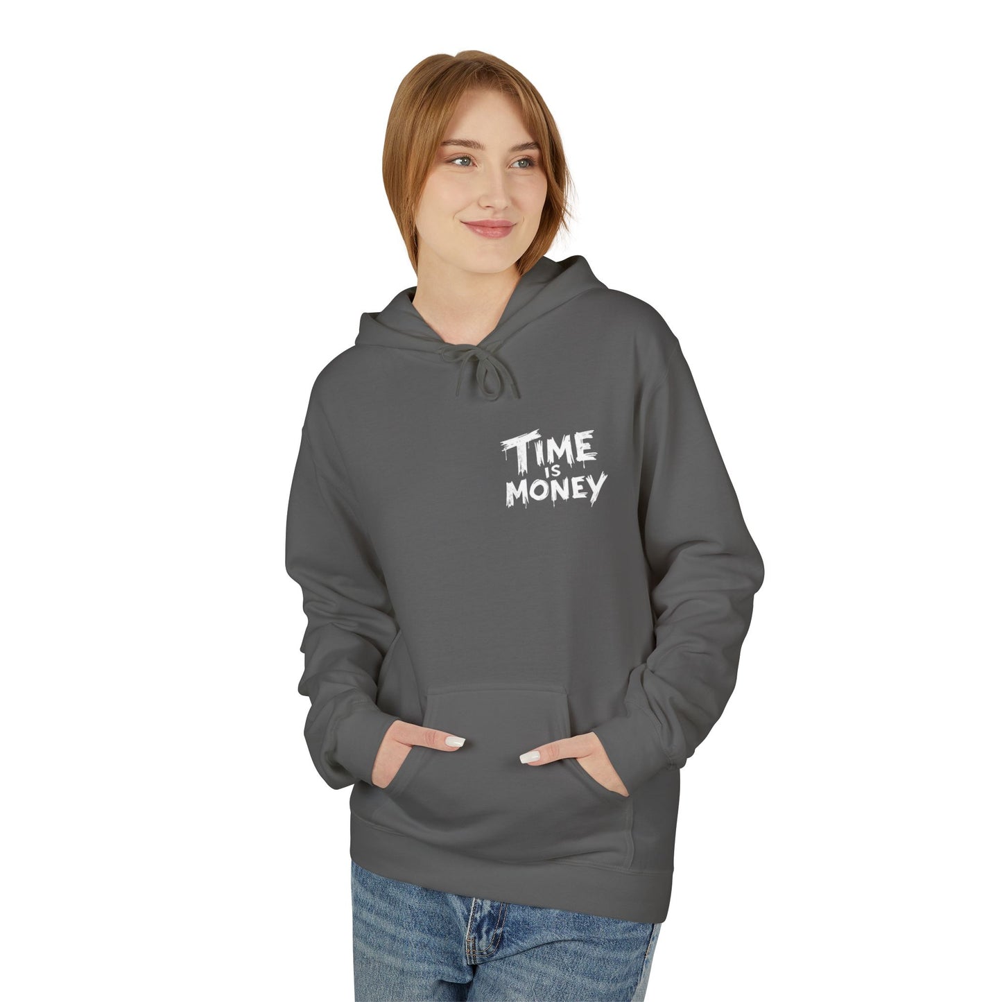 Time Is Money Hoodie — Retro Clock & Cash Graphic Pullover