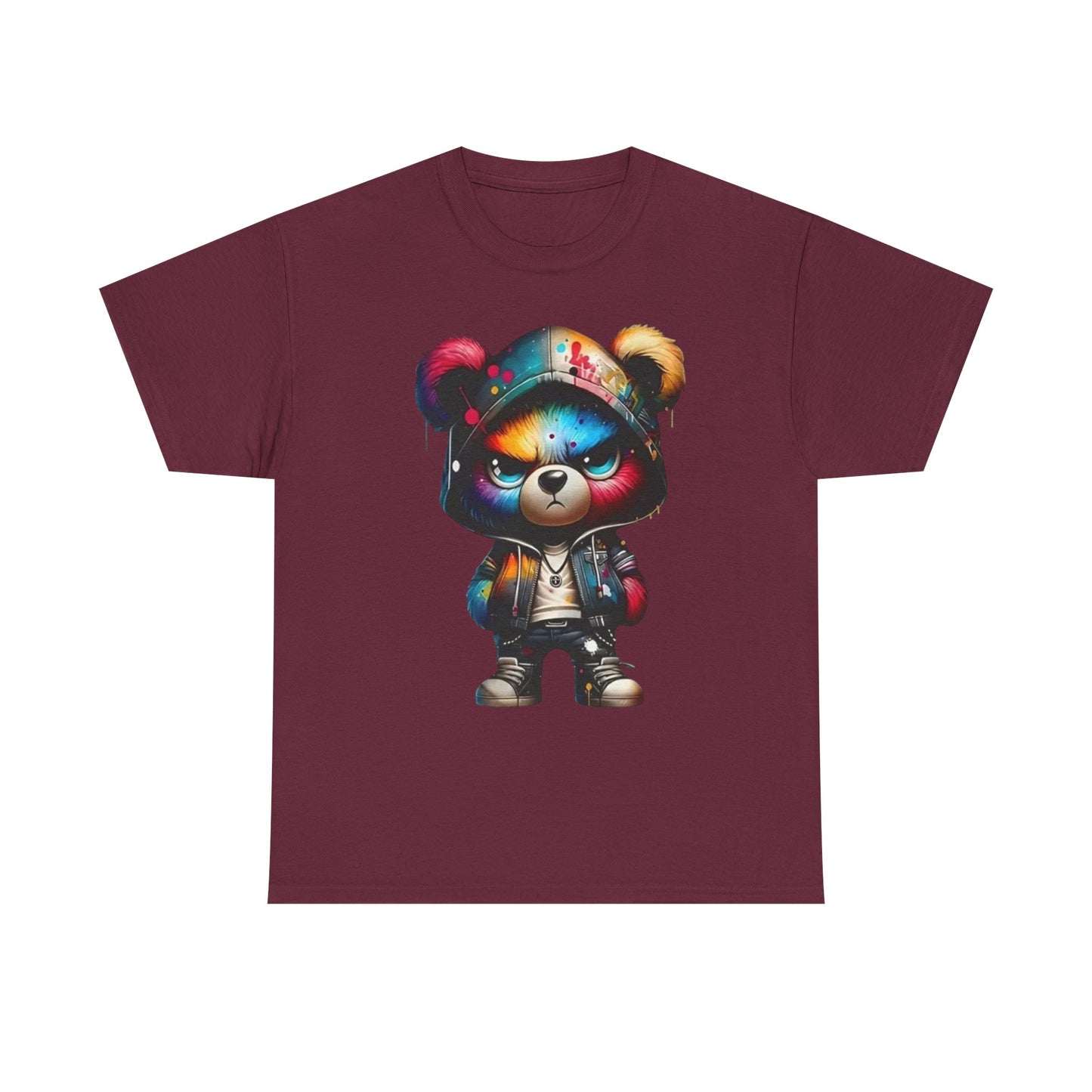 Graffiti Bear Graphic Tee — Colorful Streetwear Teddy Hoodie Design