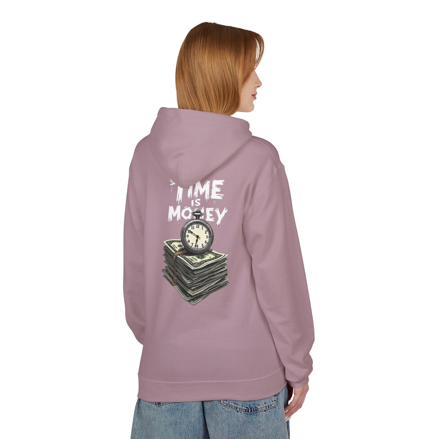 Time Is Money Hoodie — Retro Clock & Cash Graphic Pullover