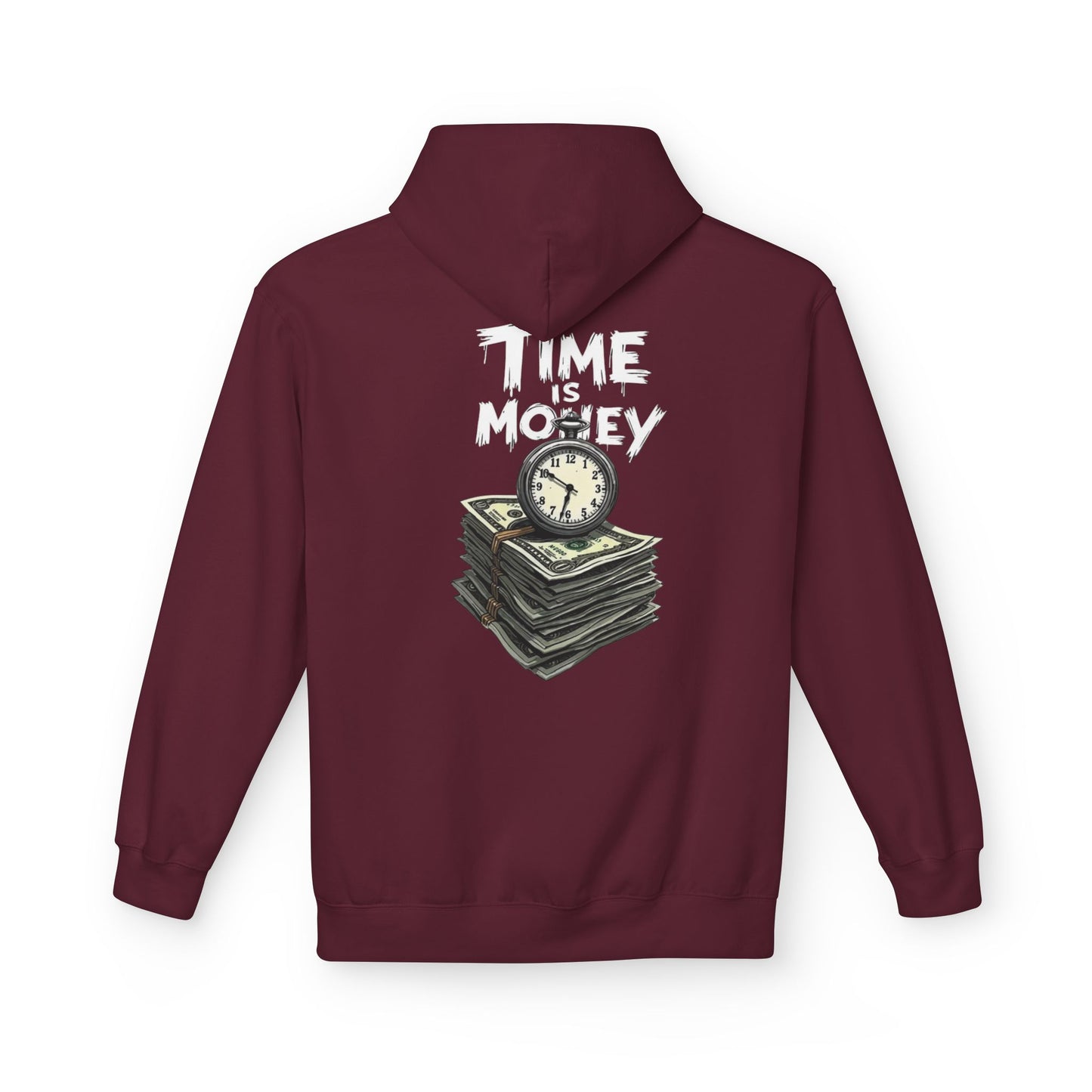 Time Is Money Hoodie — Retro Clock & Cash Graphic Pullover