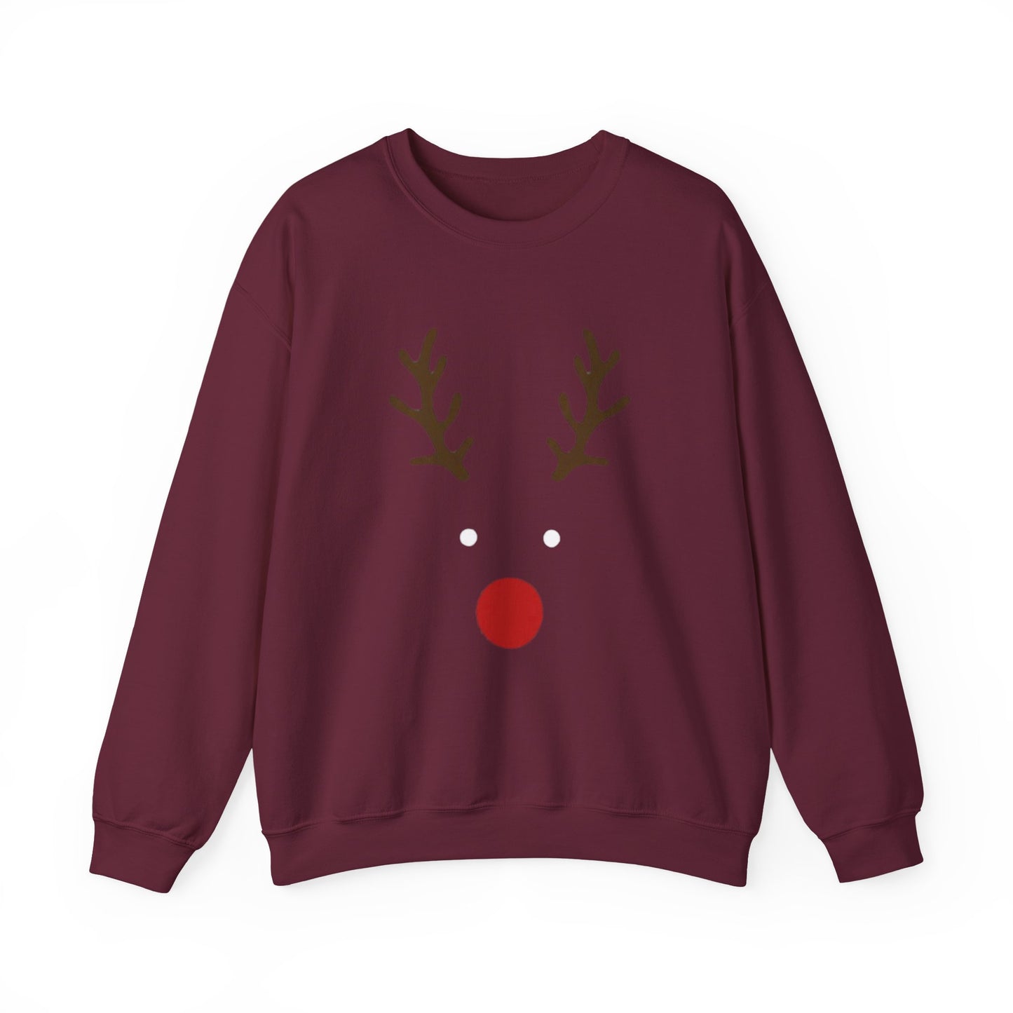Reindeer Face Crewneck Sweatshirt – Minimal Christmas Holiday Sweater
