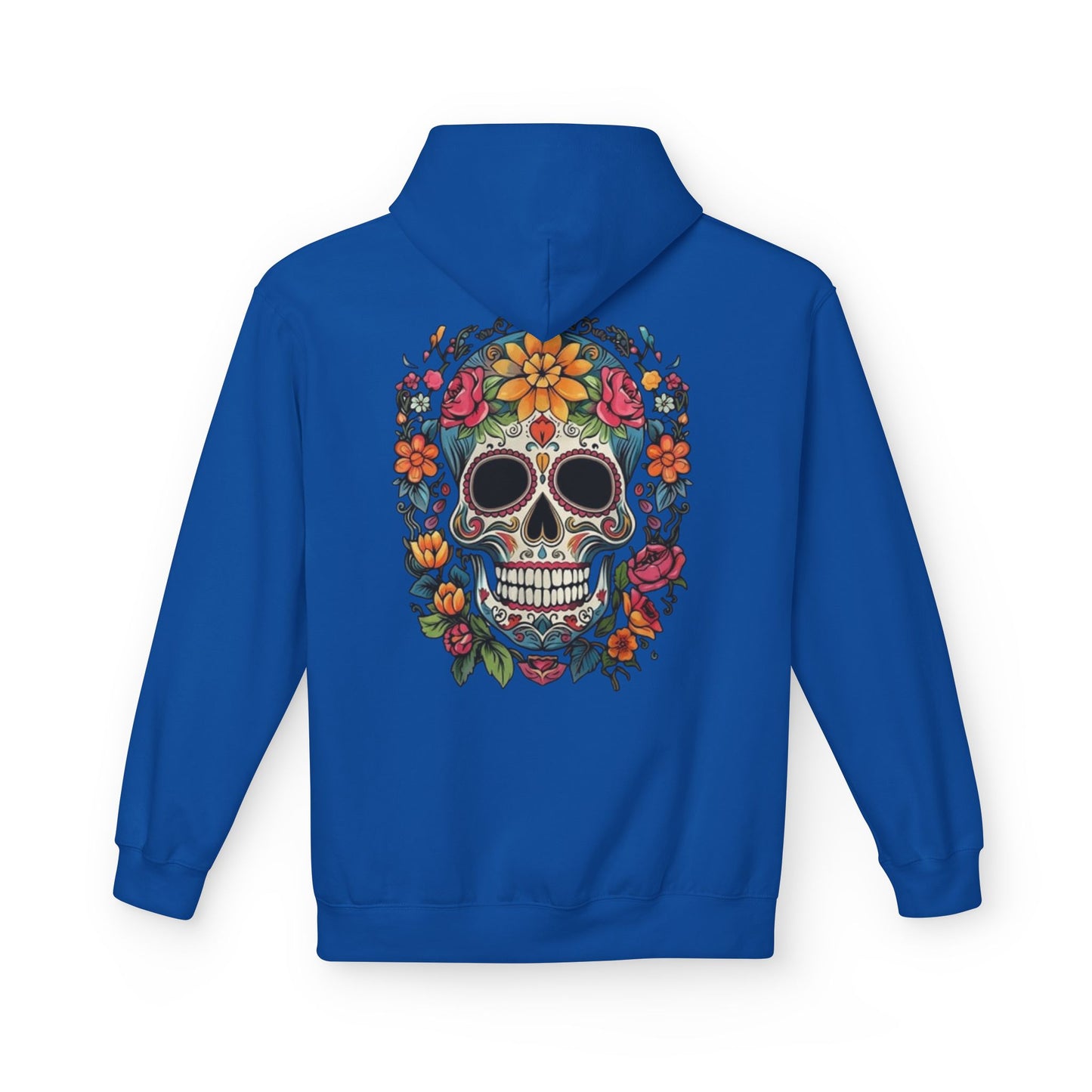 Sugar Skull Floral Hoodie — Day of the Dead Mexican Skull Pullover