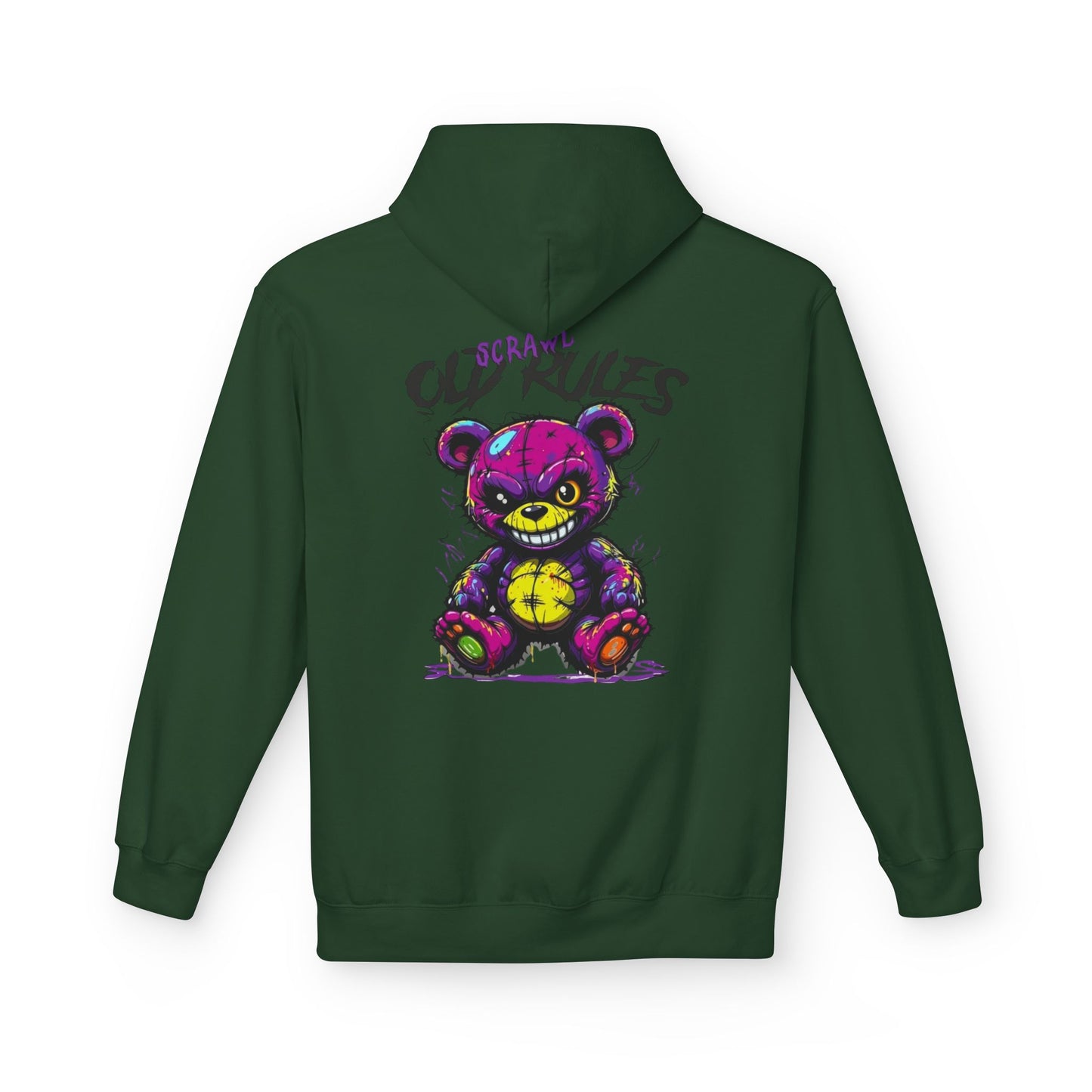 Bad Rules Teddy Hoodie — Edgy Grunge Purple Bear Graphic Hoodie