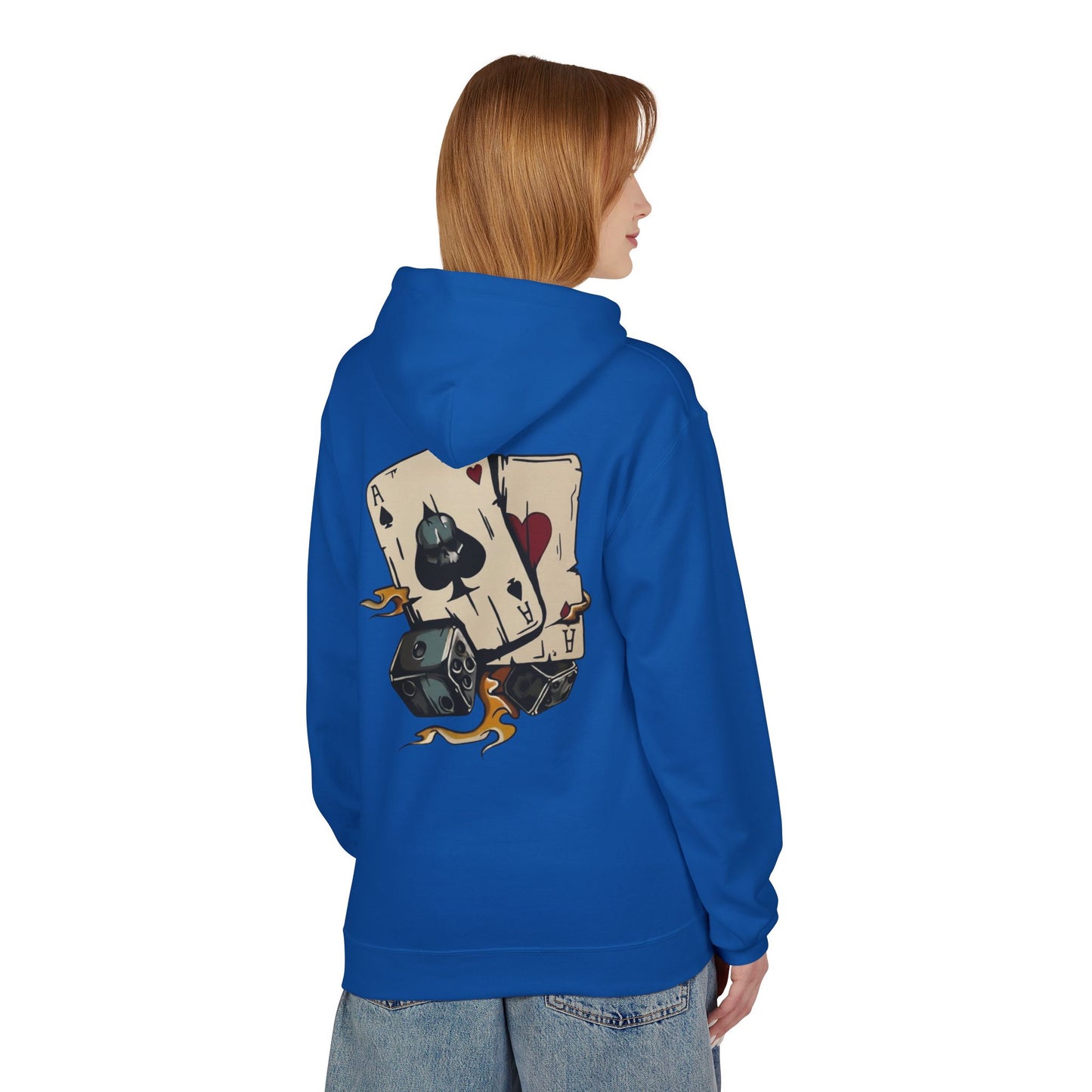 Ace of Spades Hoodie — Retro Tattoo Card & Dice Graphic Hoodie