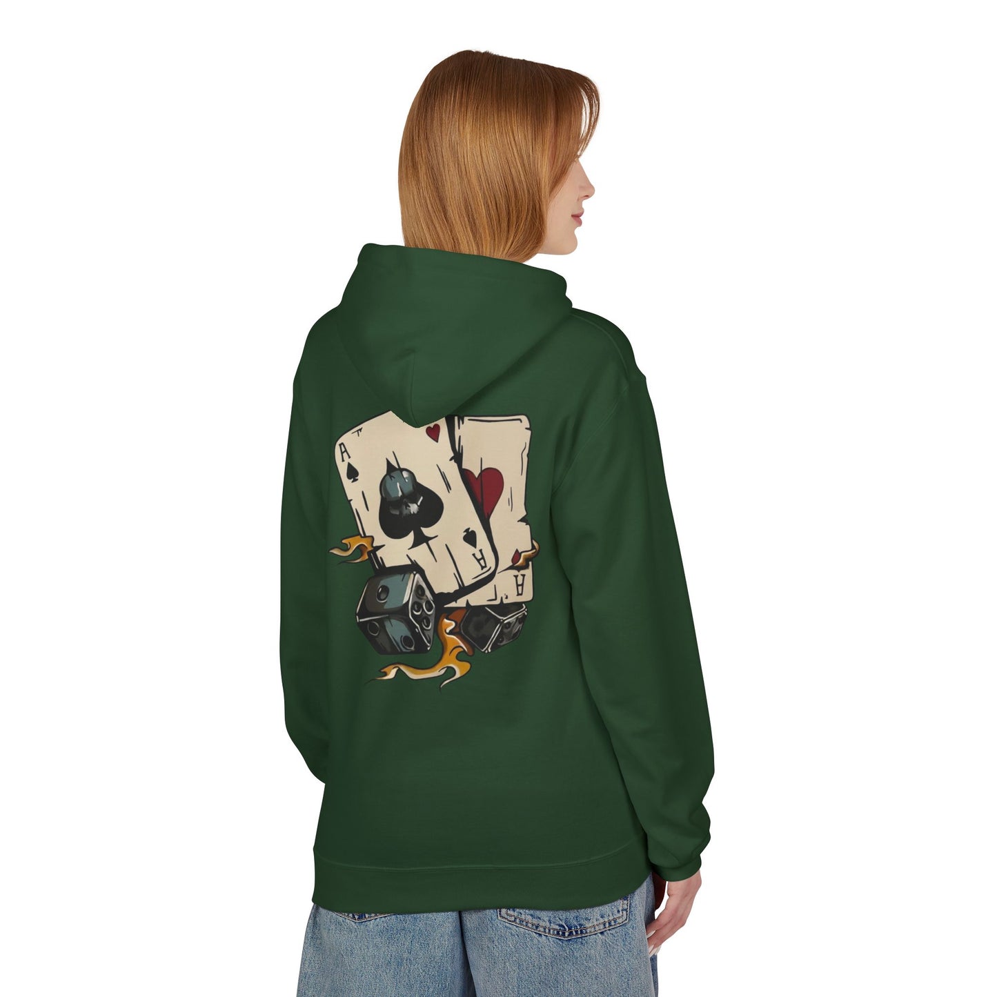 Ace of Spades Hoodie — Retro Tattoo Card & Dice Graphic Hoodie