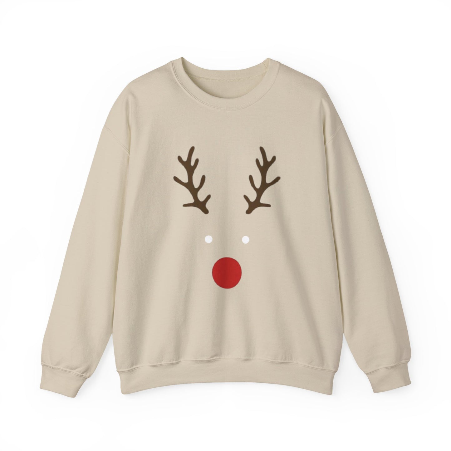 Reindeer Face Crewneck Sweatshirt – Minimal Christmas Holiday Sweater
