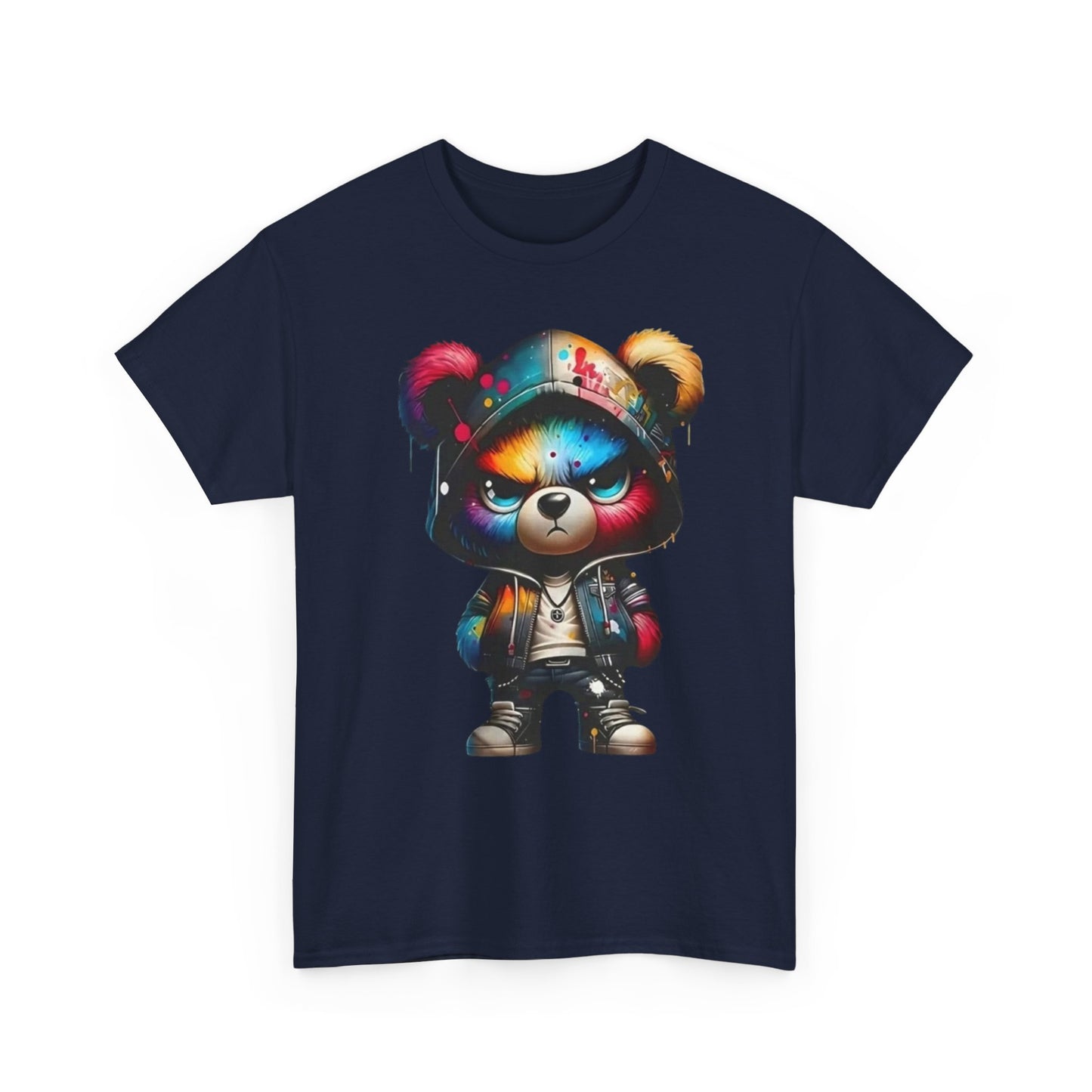 Graffiti Bear Graphic Tee — Colorful Streetwear Teddy Hoodie Design