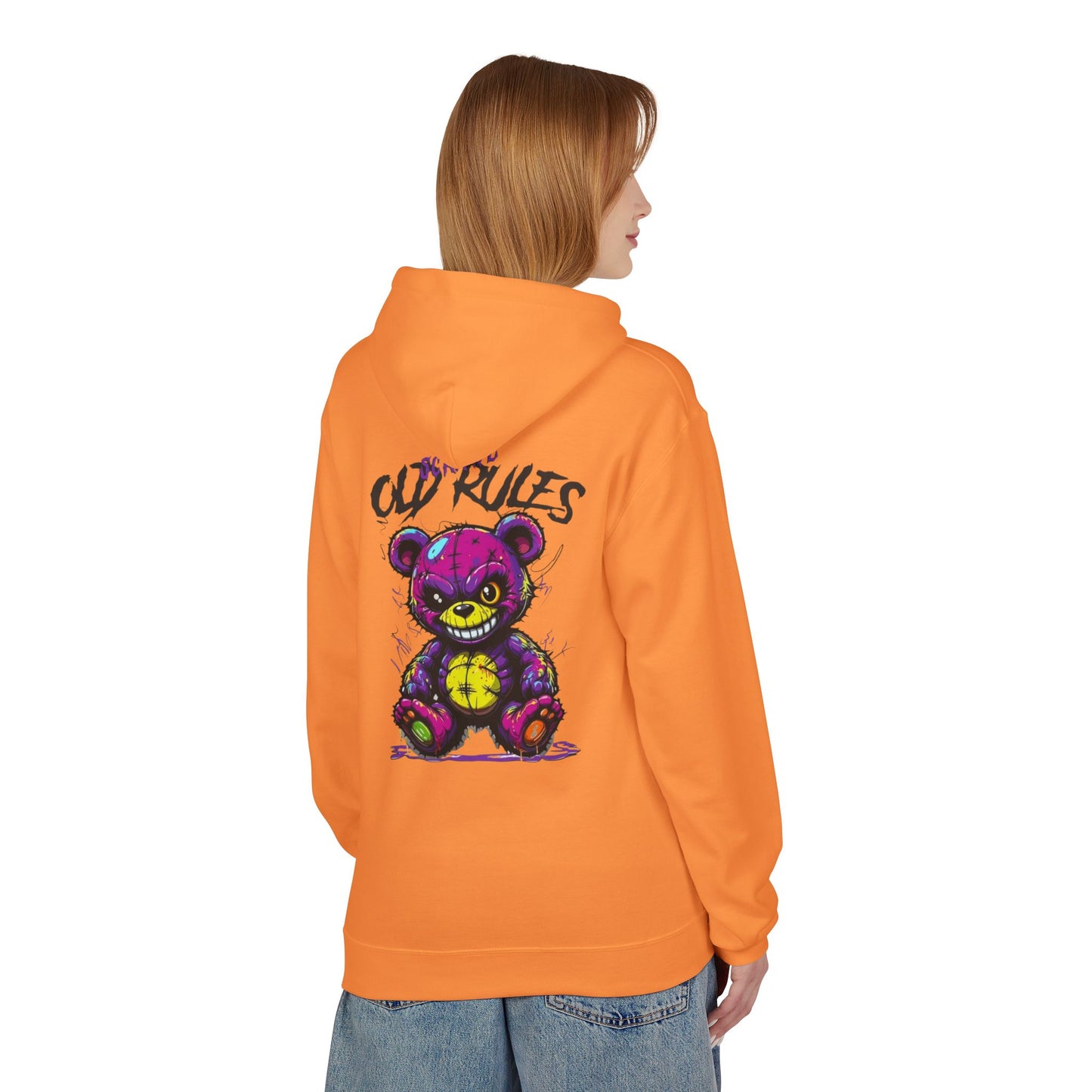 Bad Rules Teddy Hoodie — Edgy Grunge Purple Bear Graphic Hoodie