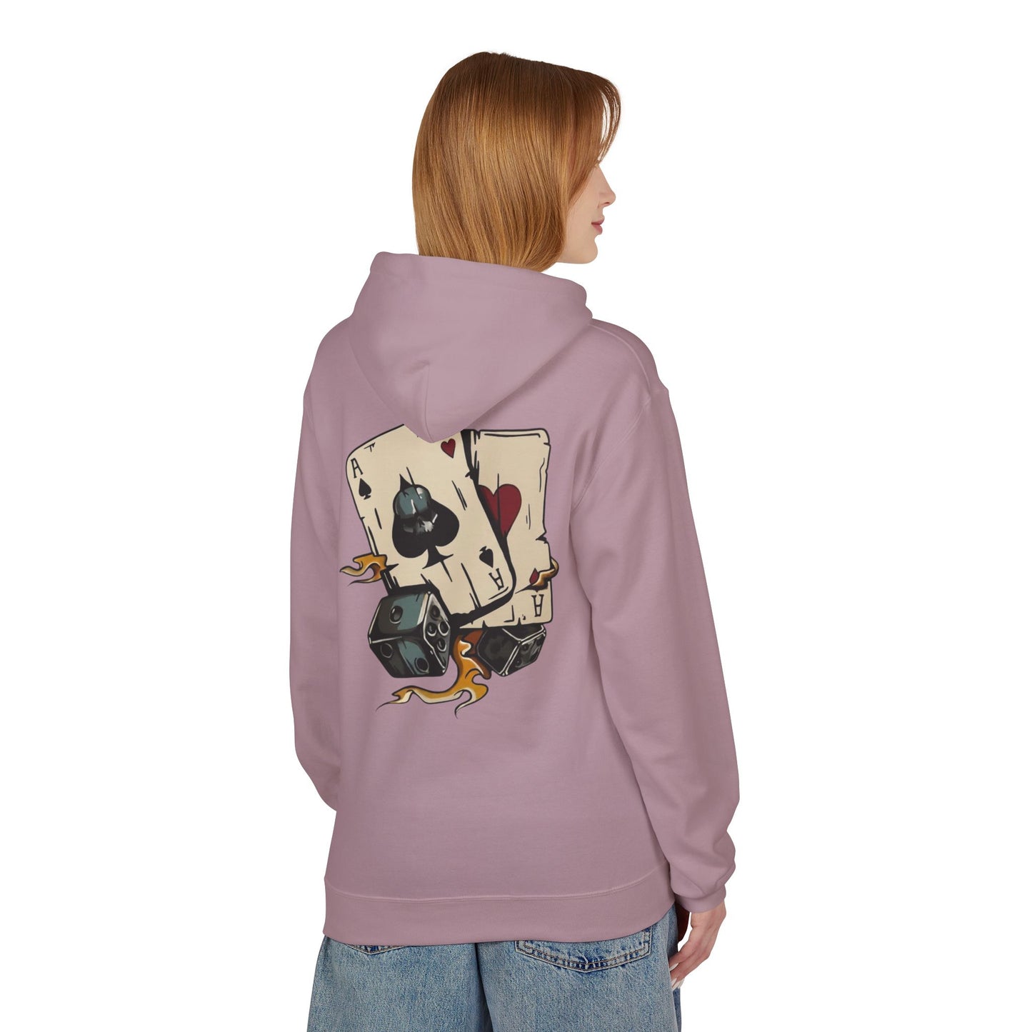 Ace of Spades Hoodie — Retro Tattoo Card & Dice Graphic Hoodie