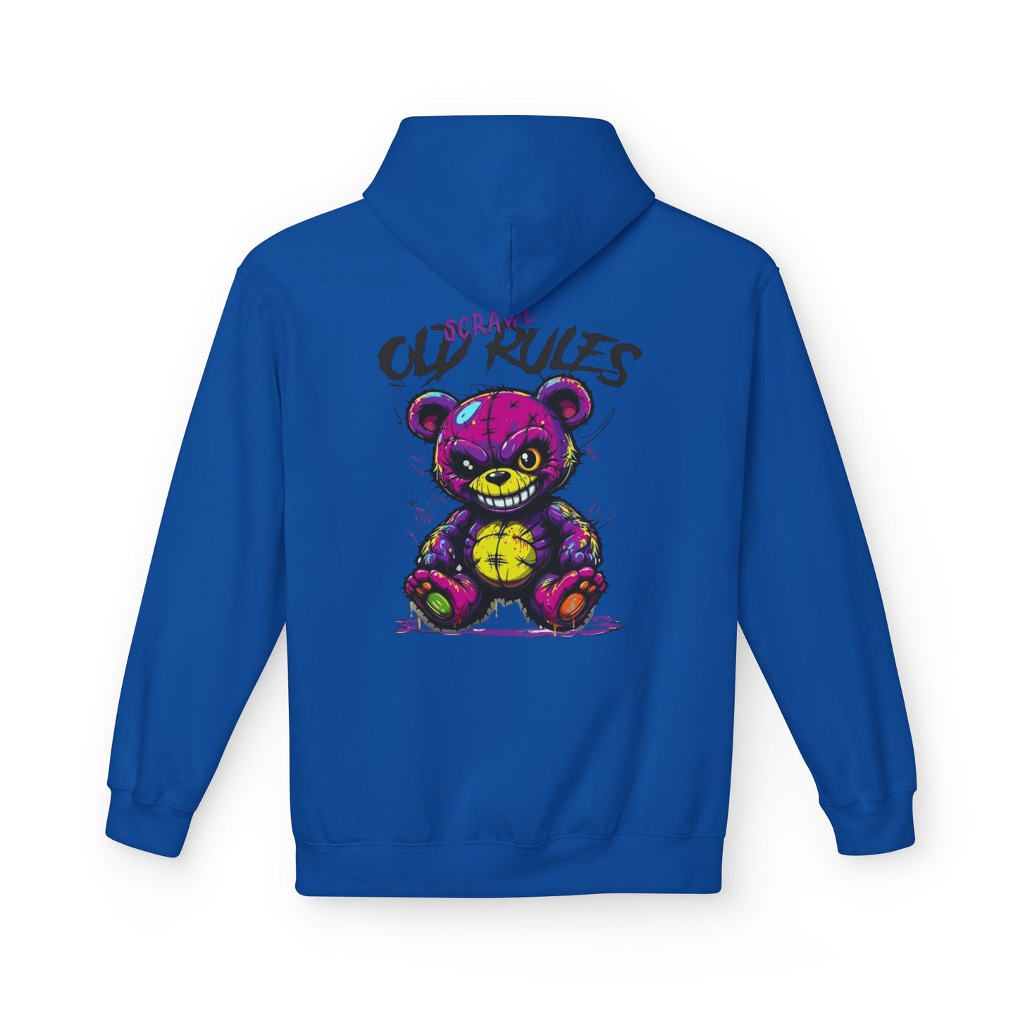 Bad Rules Teddy Hoodie — Edgy Grunge Purple Bear Graphic Hoodie