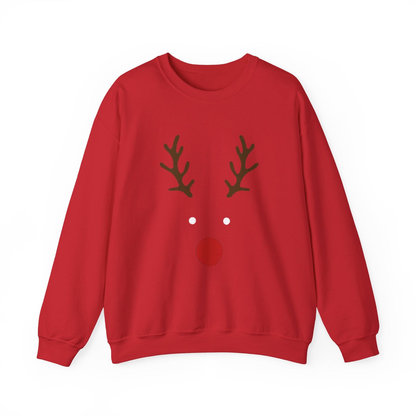 Reindeer Face Crewneck Sweatshirt – Minimal Christmas Holiday Sweater