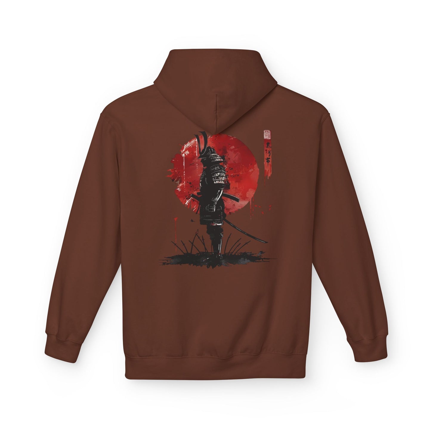 Samurai Silhouette Hoodie — Red Sun Japanese Warrior Graphic