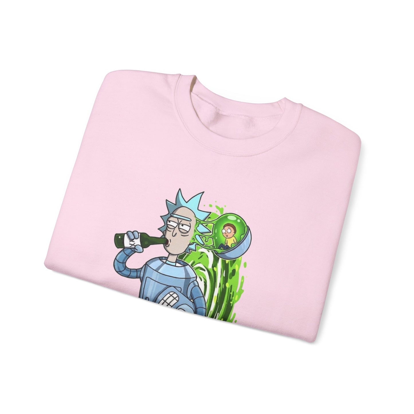 Crewneck Sweatshirt — Sci‑Fi Portal Rick Drinking Design