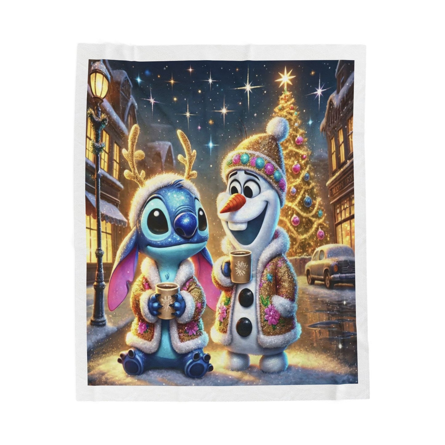 Christmas Velveteen Plush Blanket – Festive Stitch & Snowman Holiday Throw