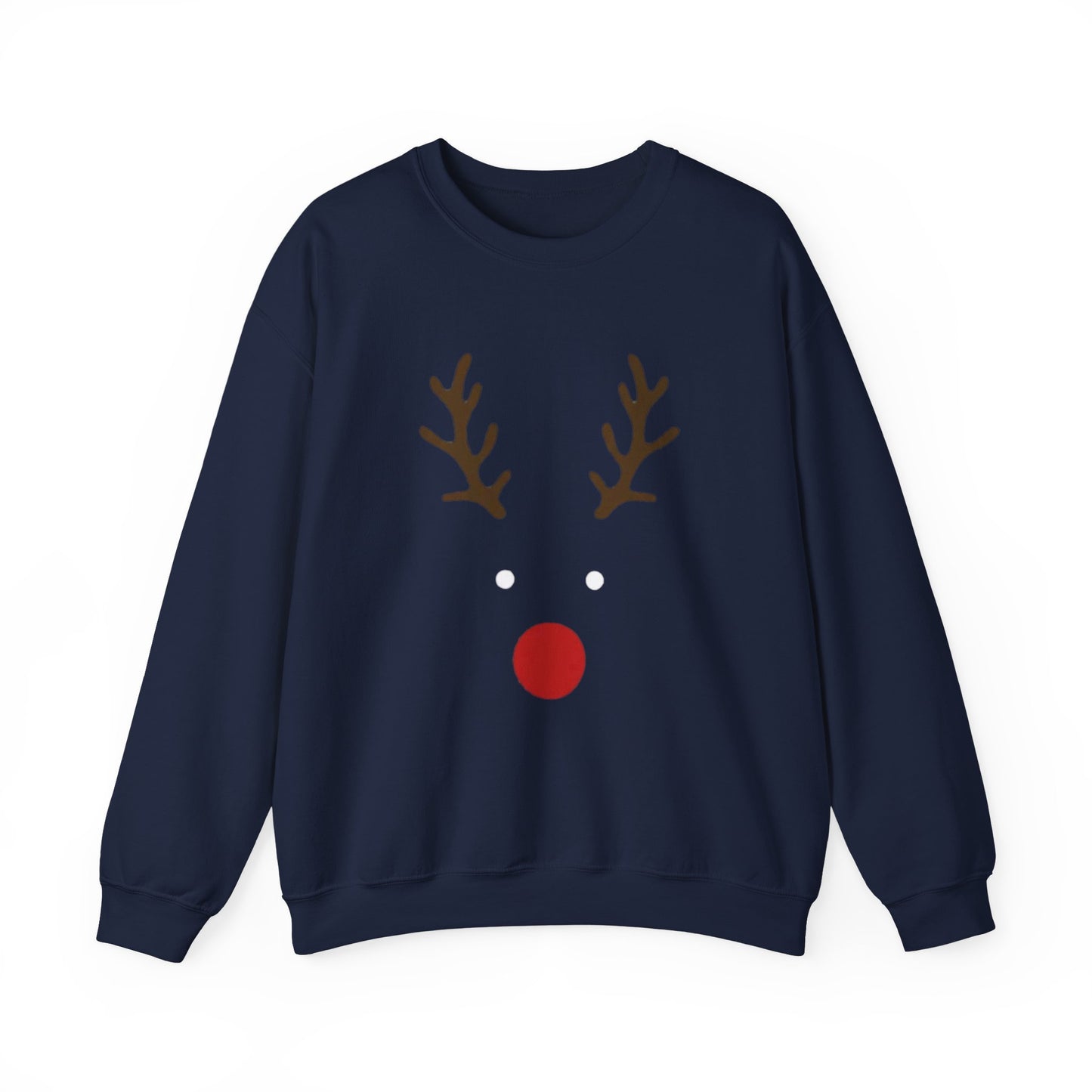Reindeer Face Crewneck Sweatshirt – Minimal Christmas Holiday Sweater