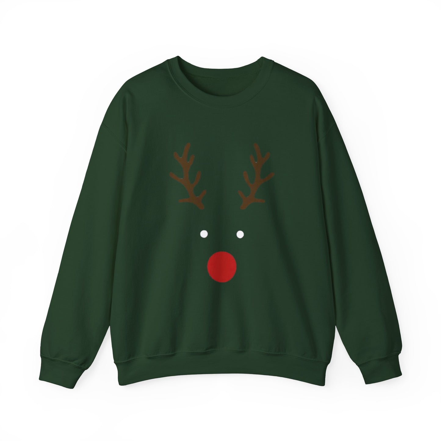 Reindeer Face Crewneck Sweatshirt – Minimal Christmas Holiday Sweater
