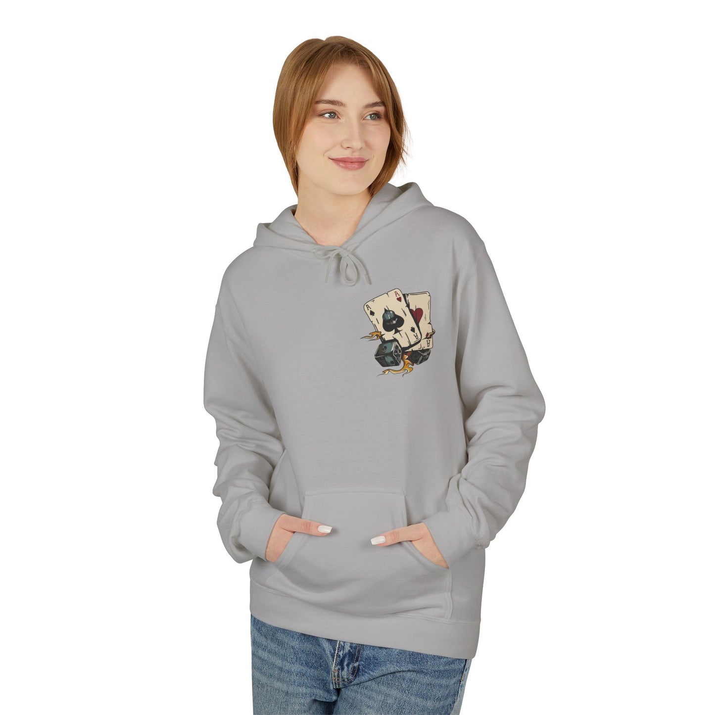 Ace of Spades Hoodie — Retro Tattoo Card & Dice Graphic Hoodie