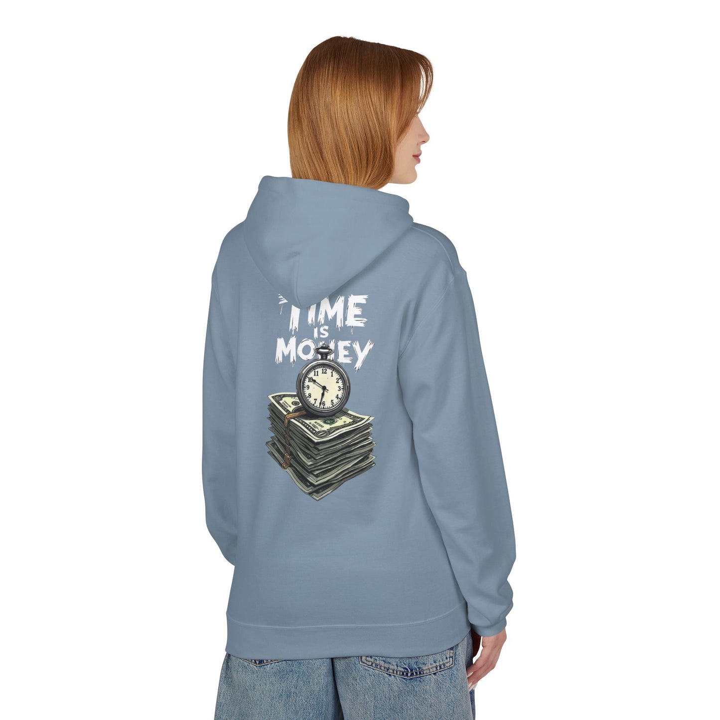 Time Is Money Hoodie — Retro Clock & Cash Graphic Pullover