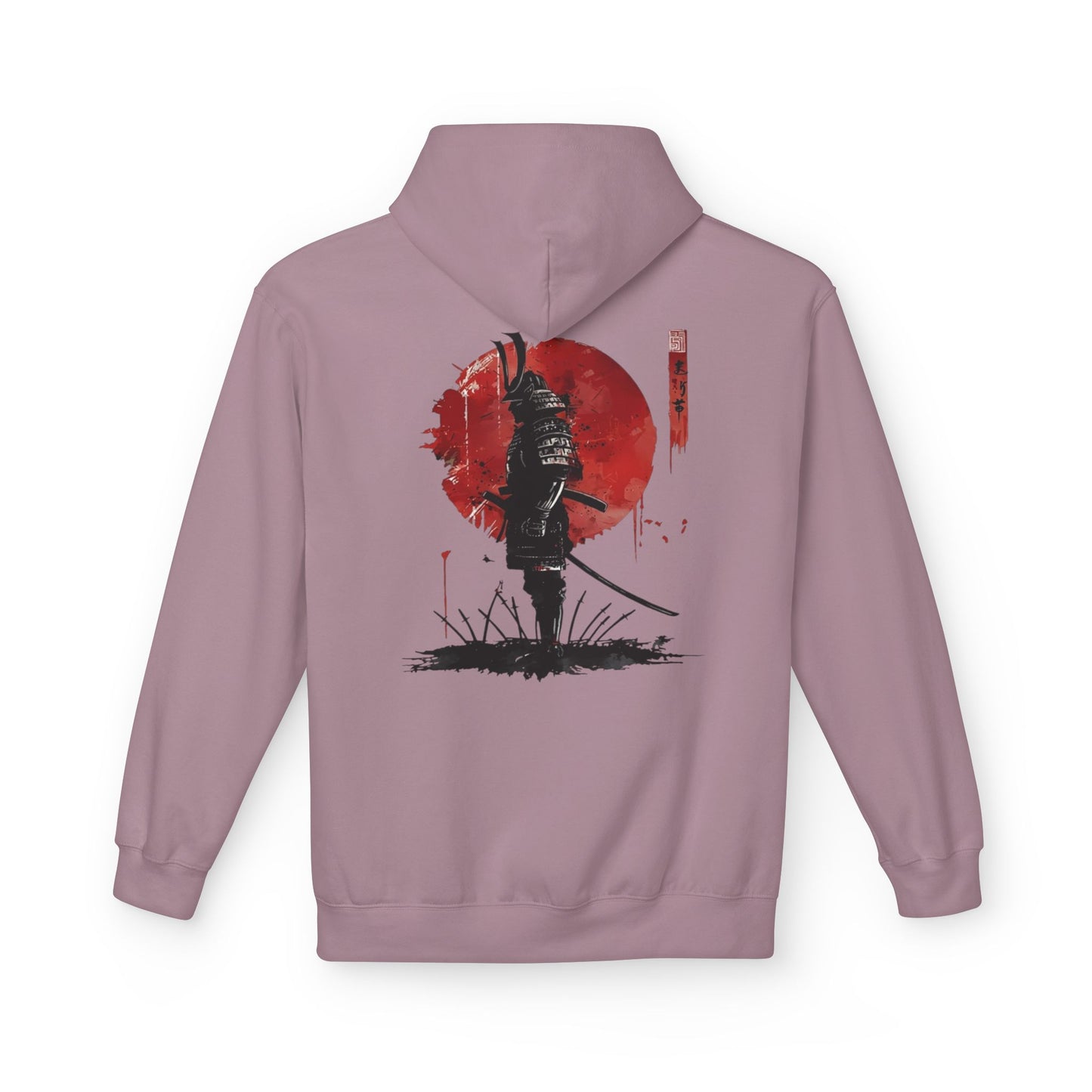 Samurai Silhouette Hoodie — Red Sun Japanese Warrior Graphic
