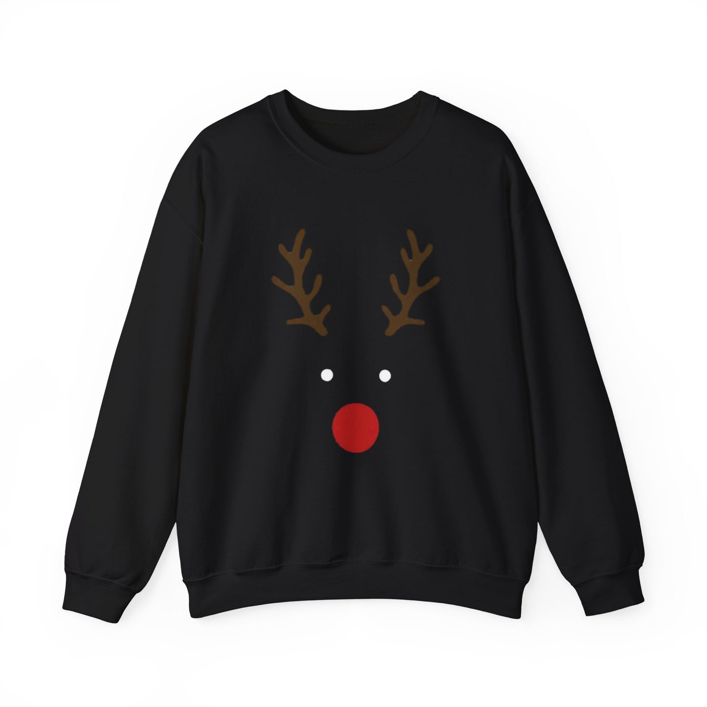 Reindeer Face Crewneck Sweatshirt – Minimal Christmas Holiday Sweater