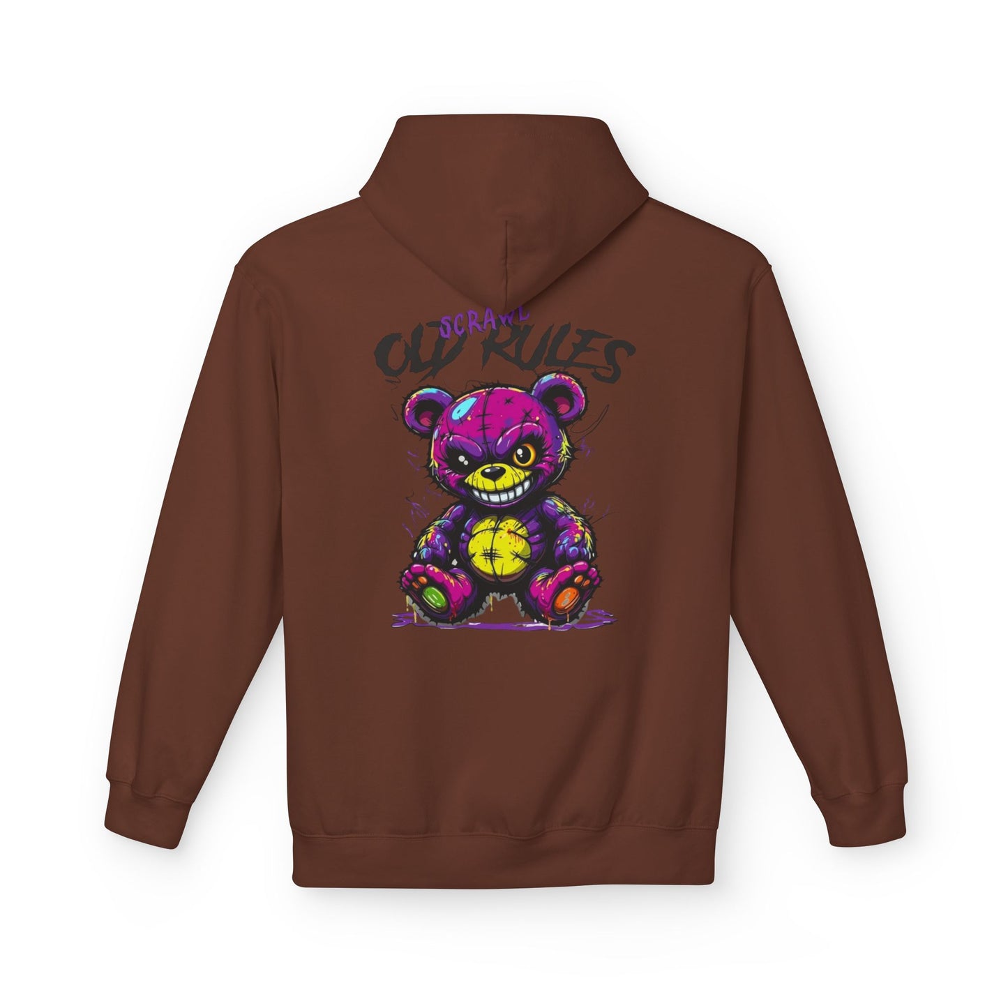 Bad Rules Teddy Hoodie — Edgy Grunge Purple Bear Graphic Hoodie