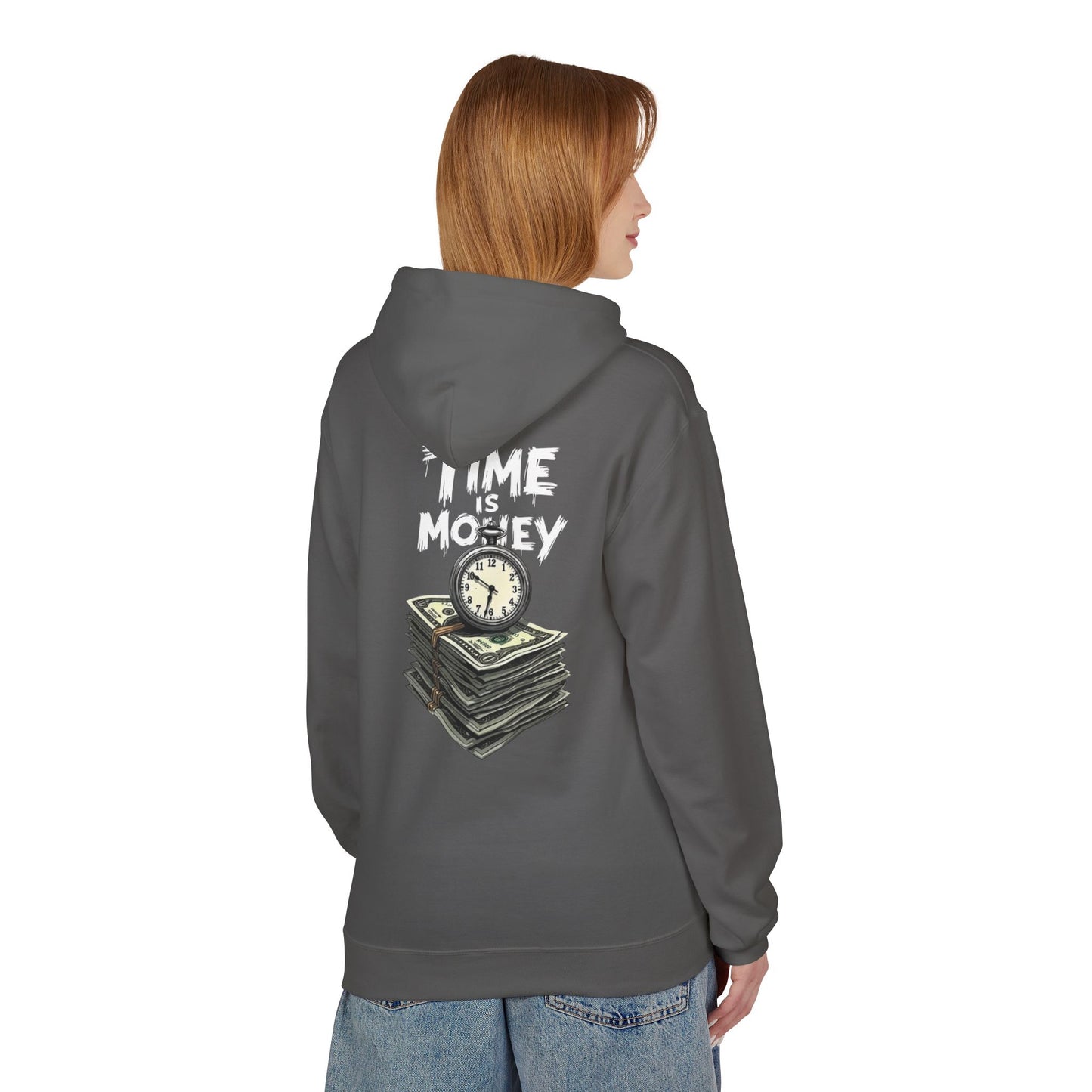Time Is Money Hoodie — Retro Clock & Cash Graphic Pullover