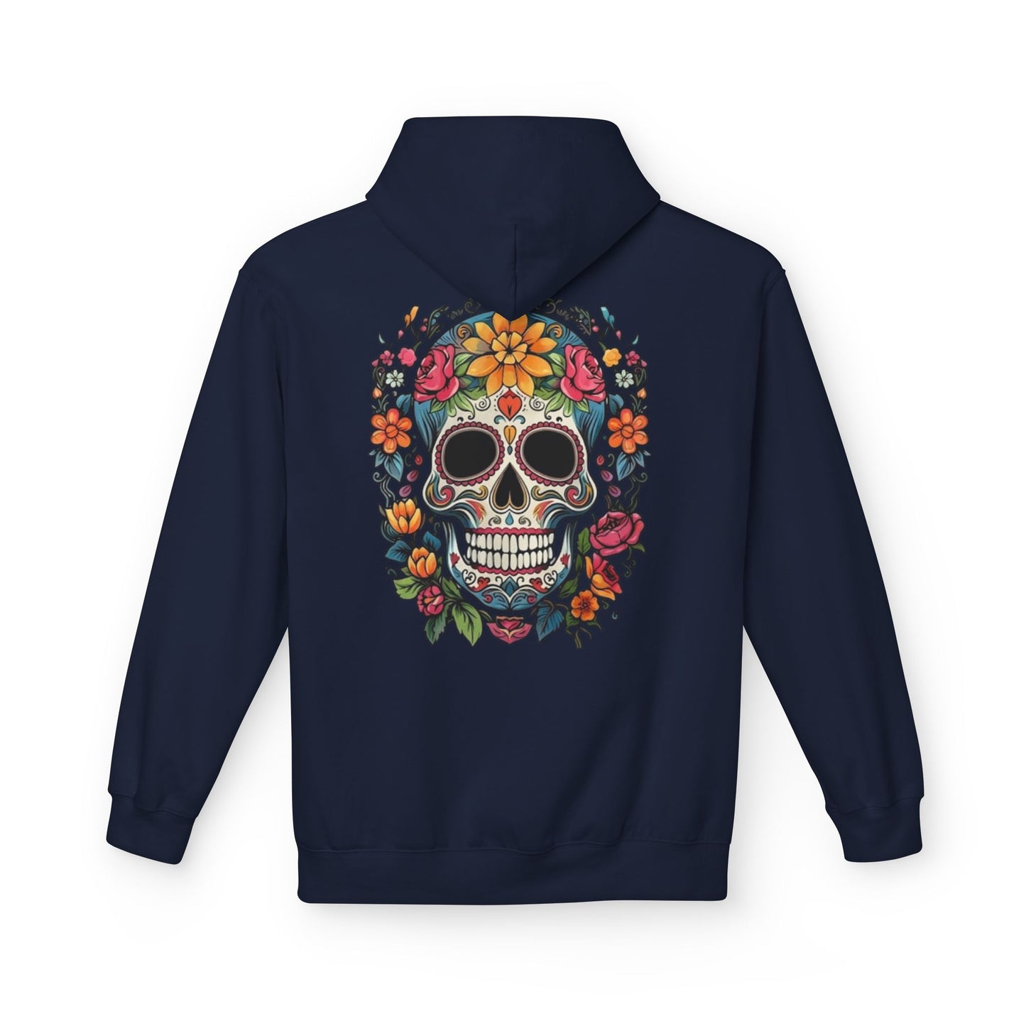 Sugar Skull Floral Hoodie — Day of the Dead Mexican Skull Pullover