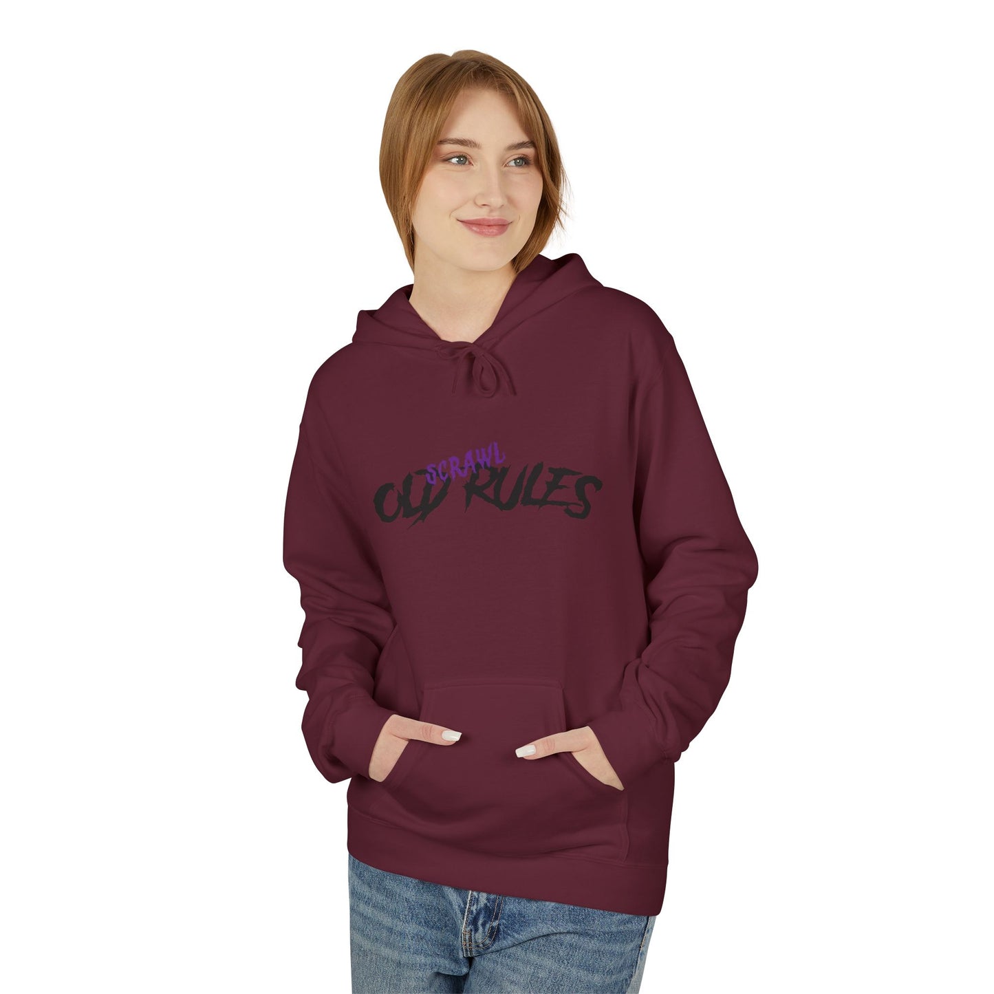 Bad Rules Teddy Hoodie — Edgy Grunge Purple Bear Graphic Hoodie