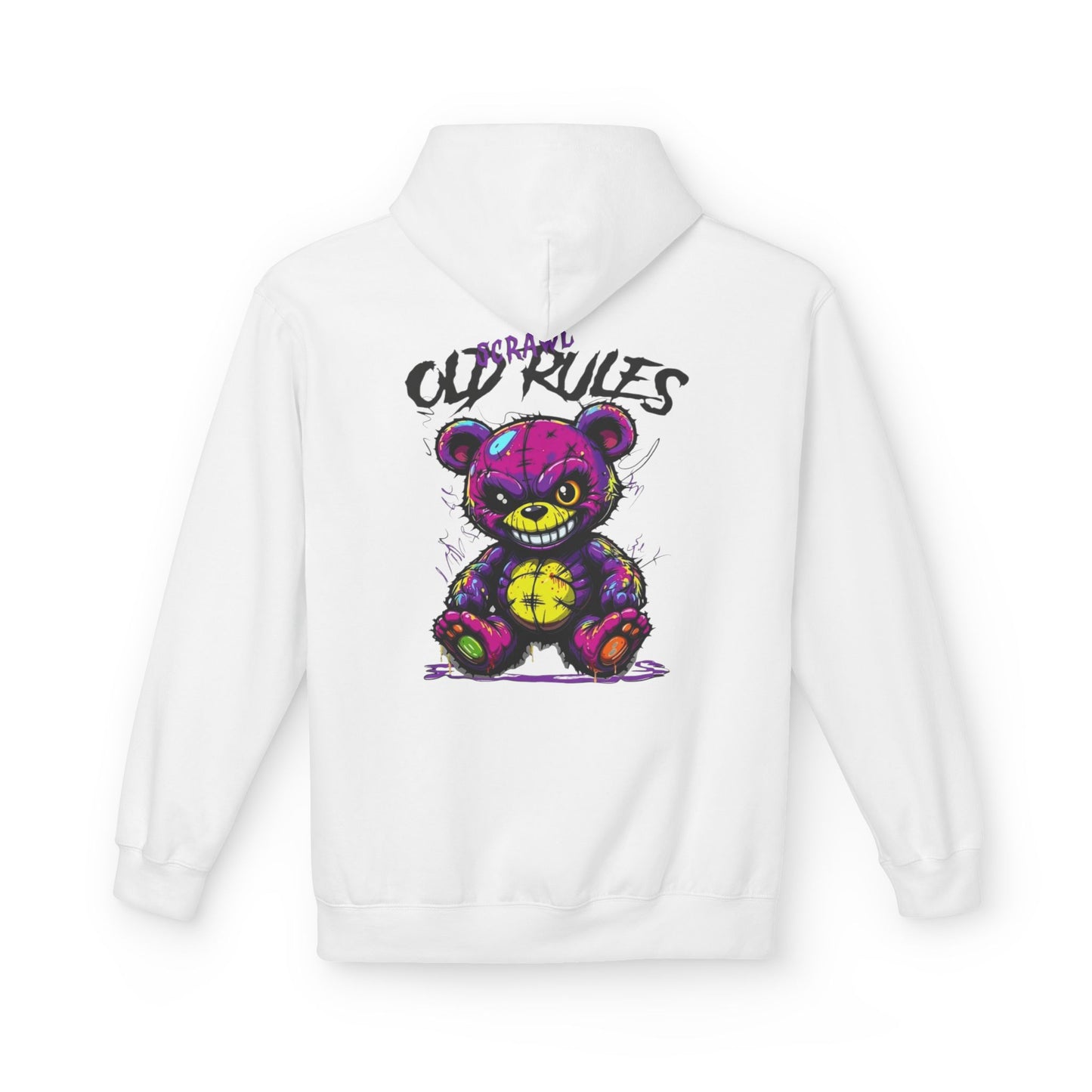 Bad Rules Teddy Hoodie — Edgy Grunge Purple Bear Graphic Hoodie