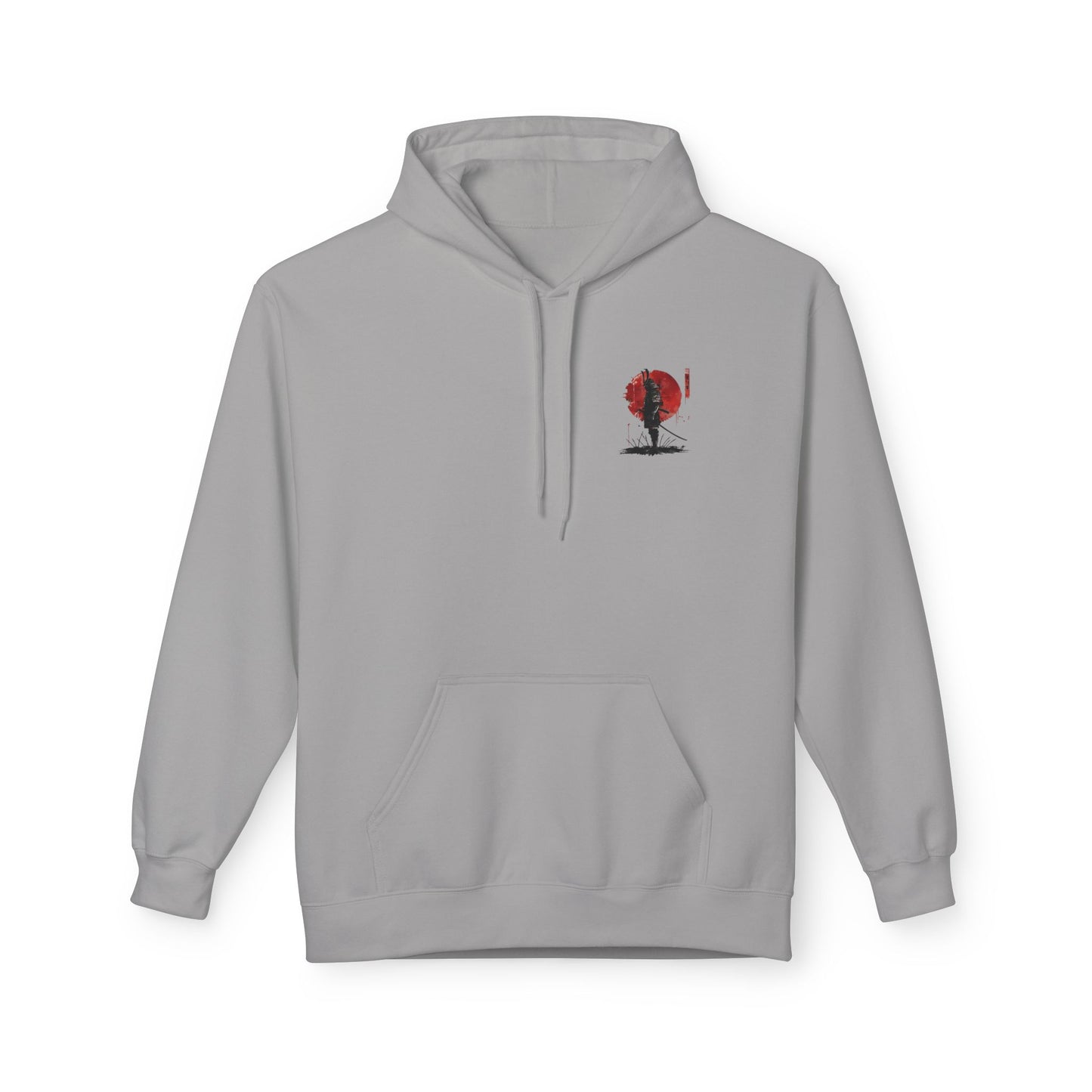 Samurai Silhouette Hoodie — Red Sun Japanese Warrior Graphic