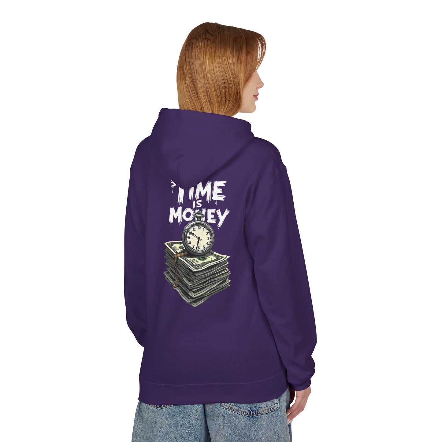 Time Is Money Hoodie — Retro Clock & Cash Graphic Pullover