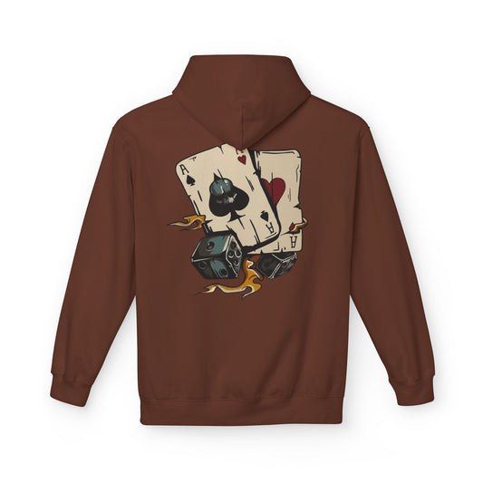 Ace of Spades Hoodie — Retro Tattoo Card & Dice Graphic Hoodie