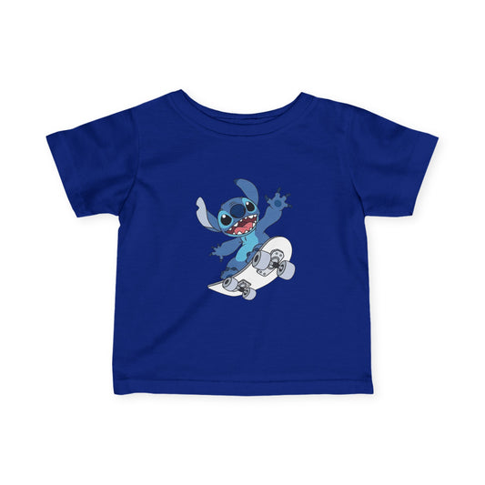 Infant Tee — Cute Blue Alien Skateboarding Baby Shirt