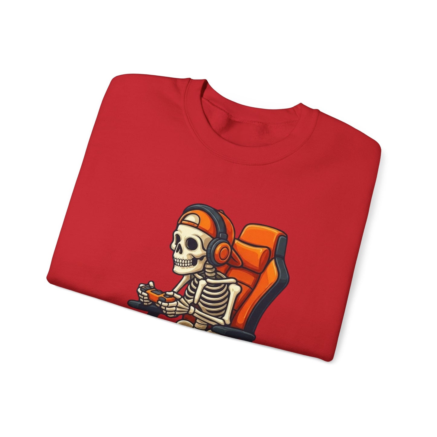 Gamer Skeleton Crewneck Sweatshirt – Retro Skull Gaming Chair Design
