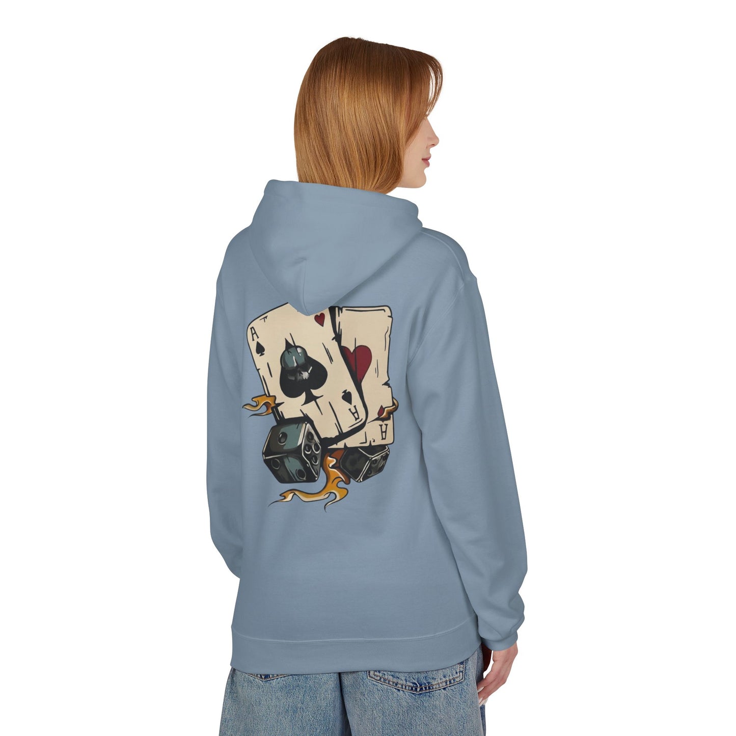 Ace of Spades Hoodie — Retro Tattoo Card & Dice Graphic Hoodie