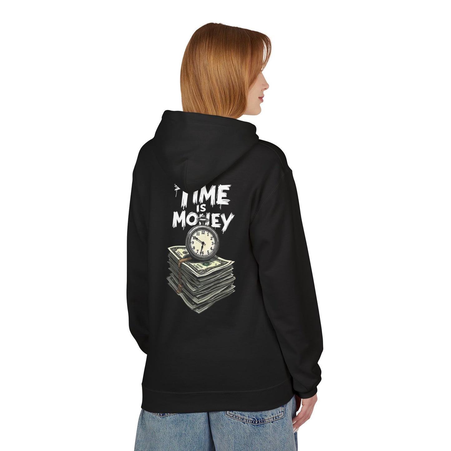 Time Is Money Hoodie — Retro Clock & Cash Graphic Pullover
