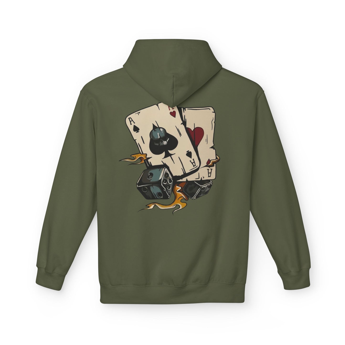 Ace of Spades Hoodie — Retro Tattoo Card & Dice Graphic Hoodie