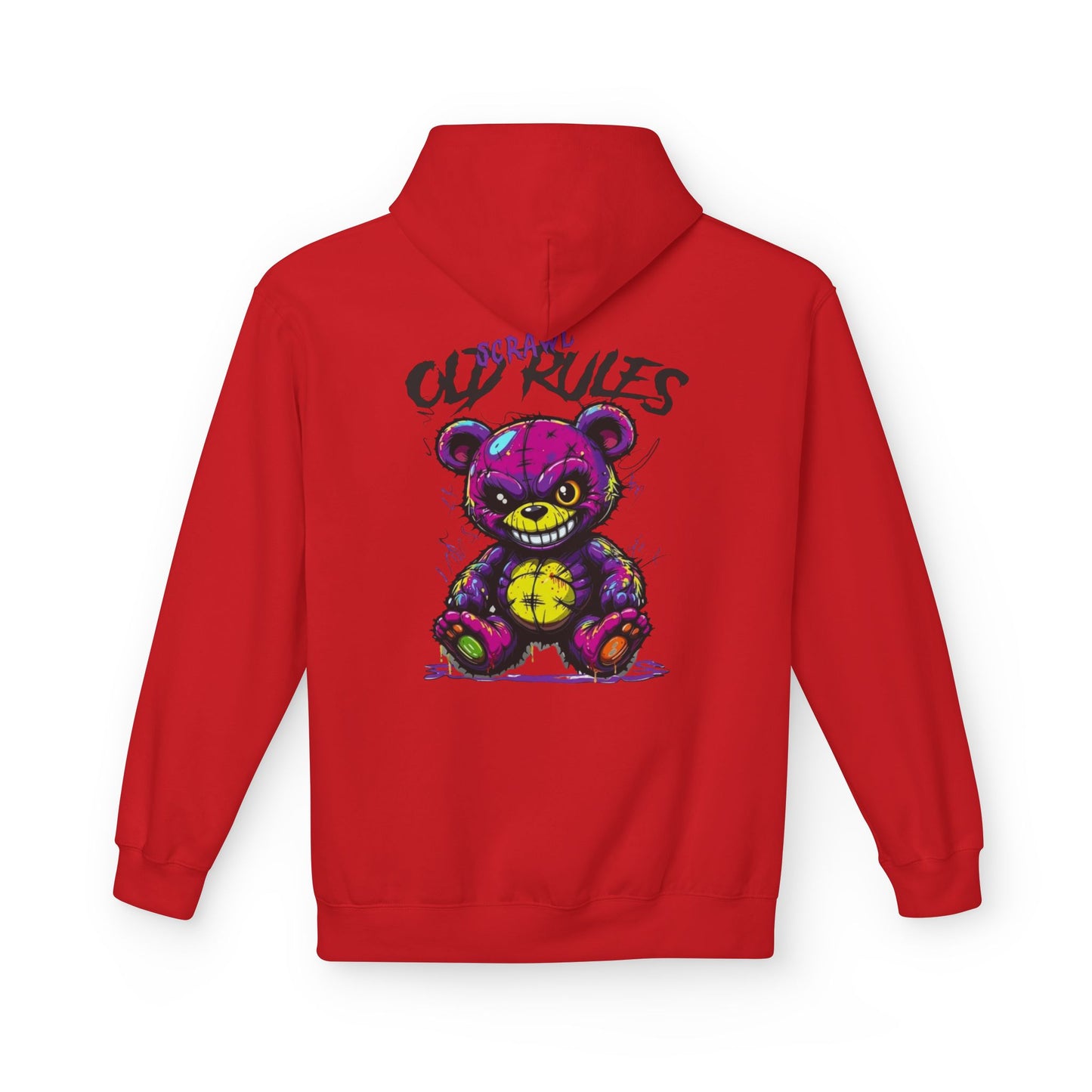 Bad Rules Teddy Hoodie — Edgy Grunge Purple Bear Graphic Hoodie