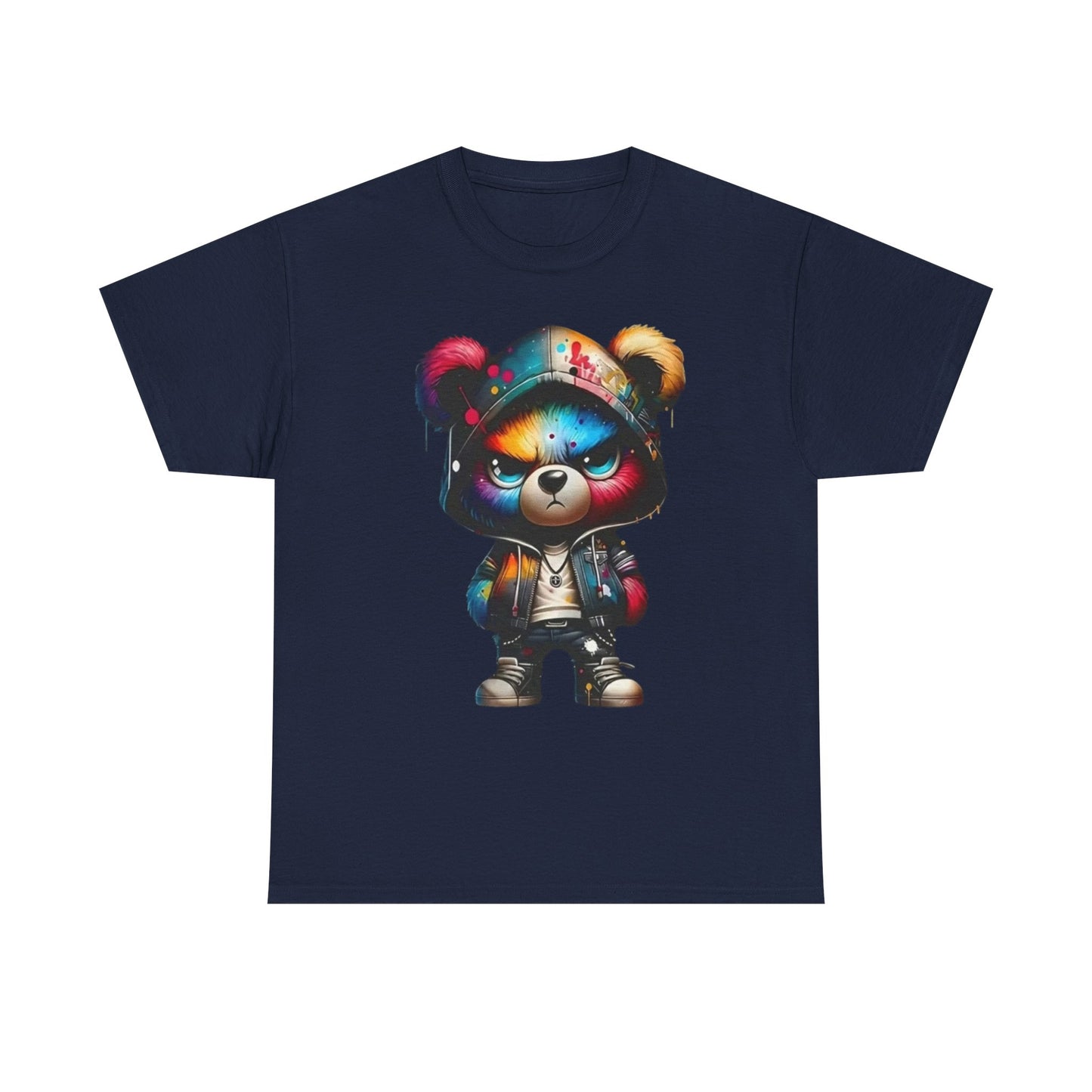 Graffiti Bear Graphic Tee — Colorful Streetwear Teddy Hoodie Design