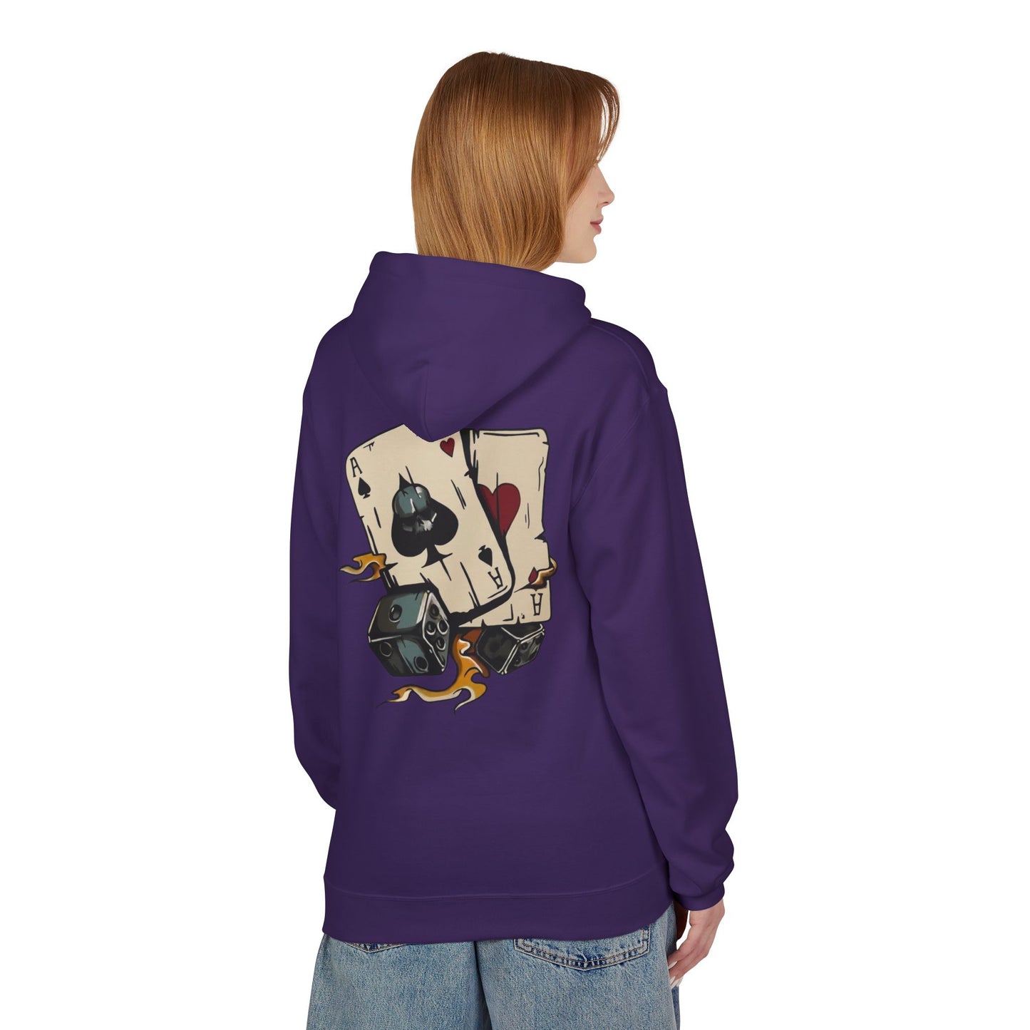 Ace of Spades Hoodie — Retro Tattoo Card & Dice Graphic Hoodie