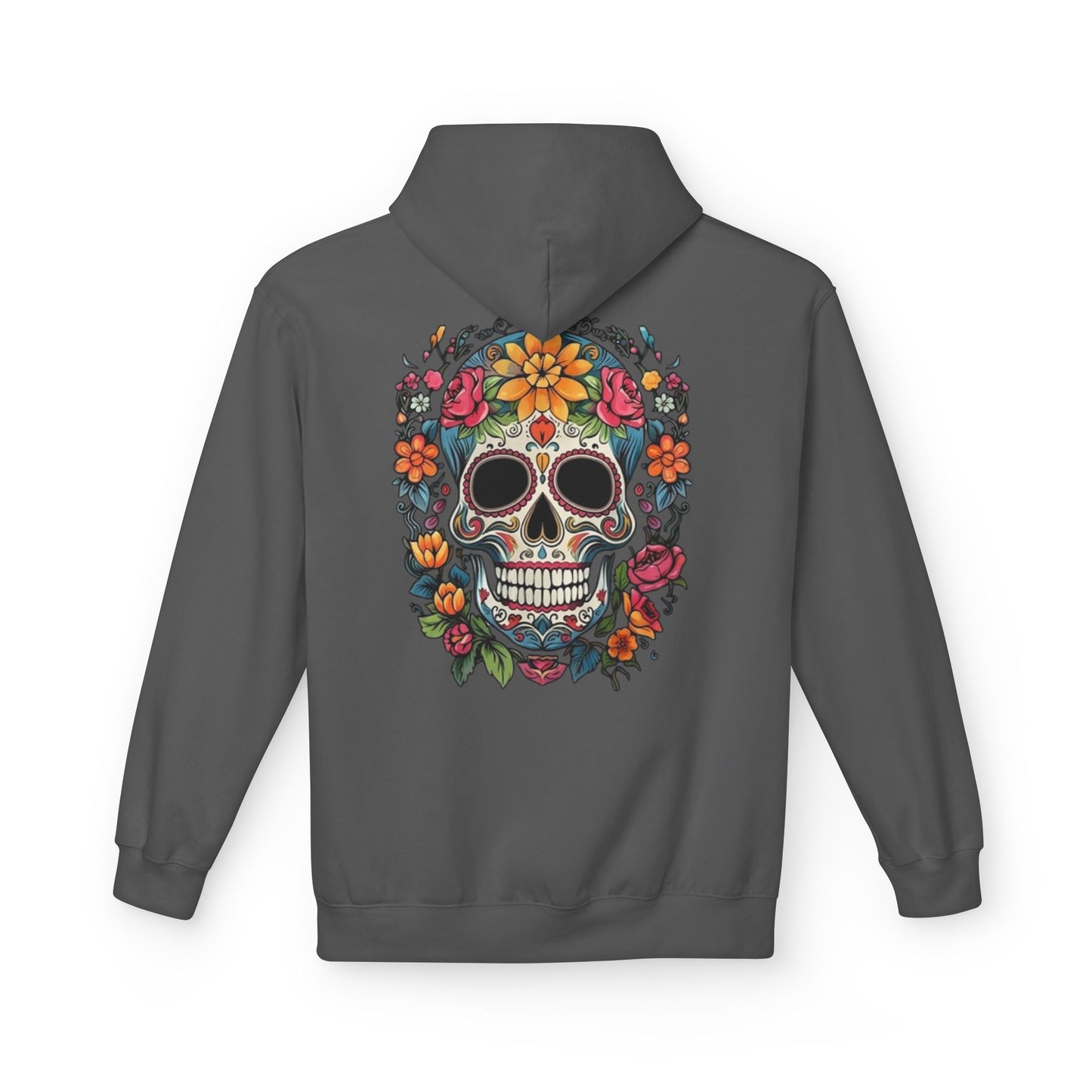 Sugar Skull Floral Hoodie — Day of the Dead Mexican Skull Pullover