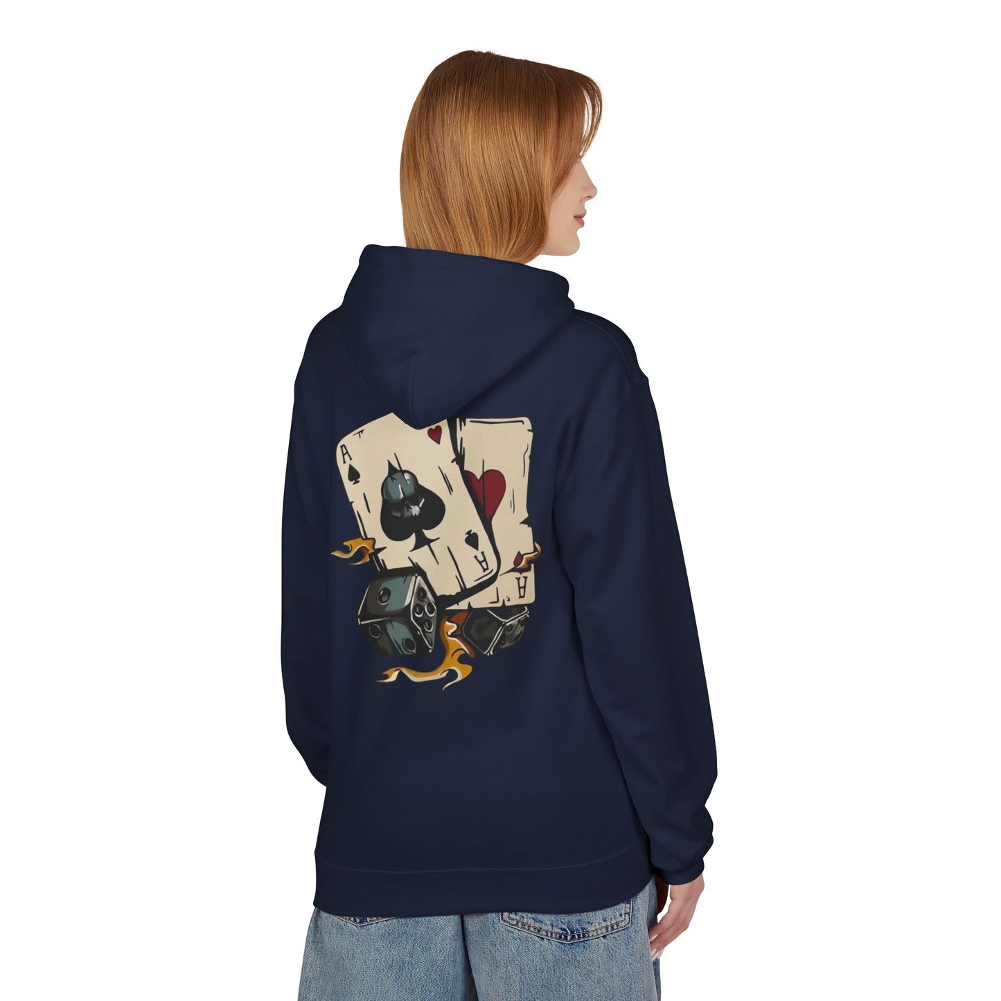 Ace of Spades Hoodie — Retro Tattoo Card & Dice Graphic Hoodie