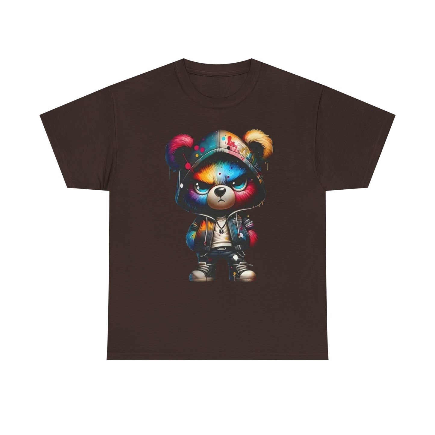 Graffiti Bear Graphic Tee — Colorful Streetwear Teddy Hoodie Design