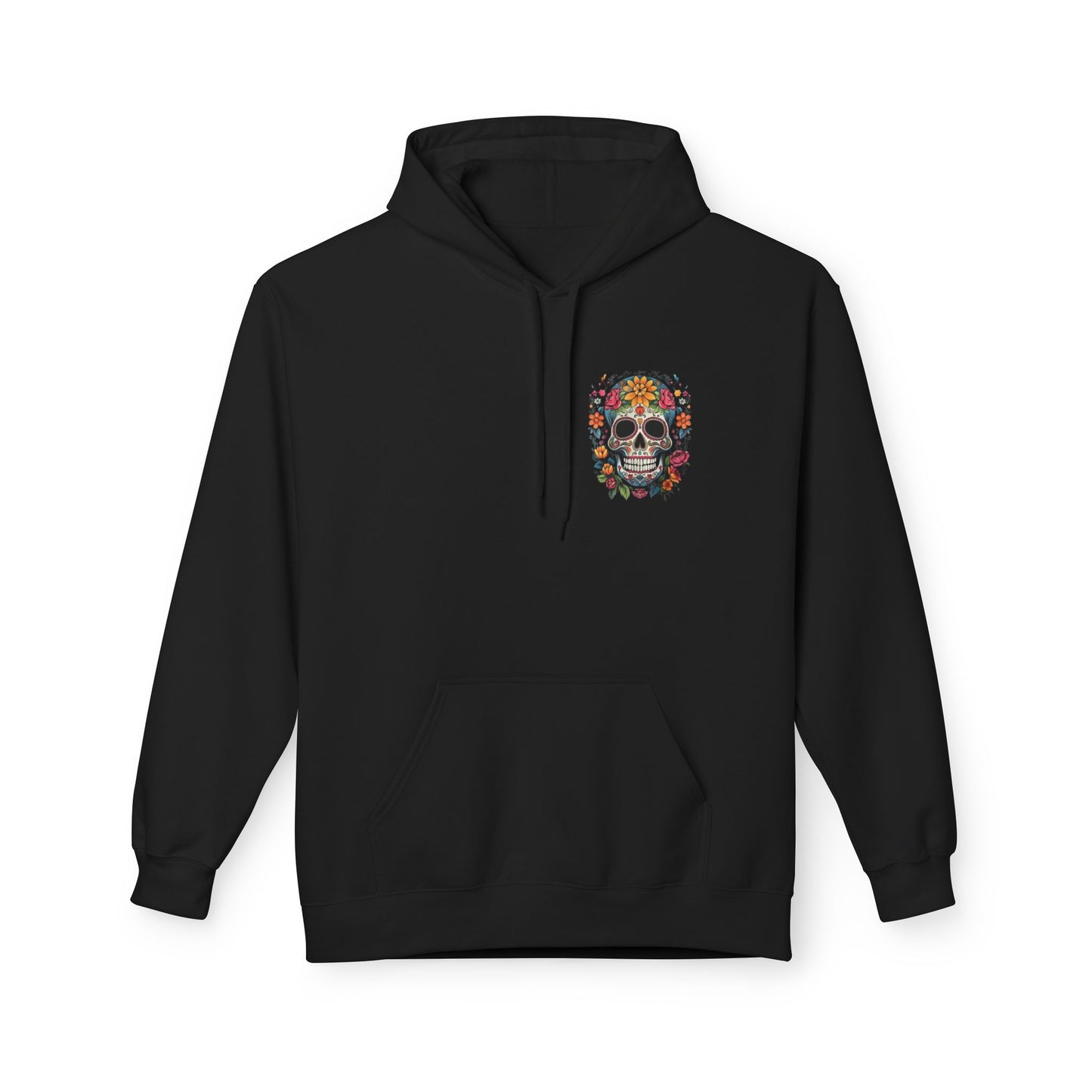 Sugar Skull Floral Hoodie — Day of the Dead Mexican Skull Pullover