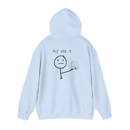 Funny Unisex Hoodie - 'PLZ USE IT' Stick Figure Design
