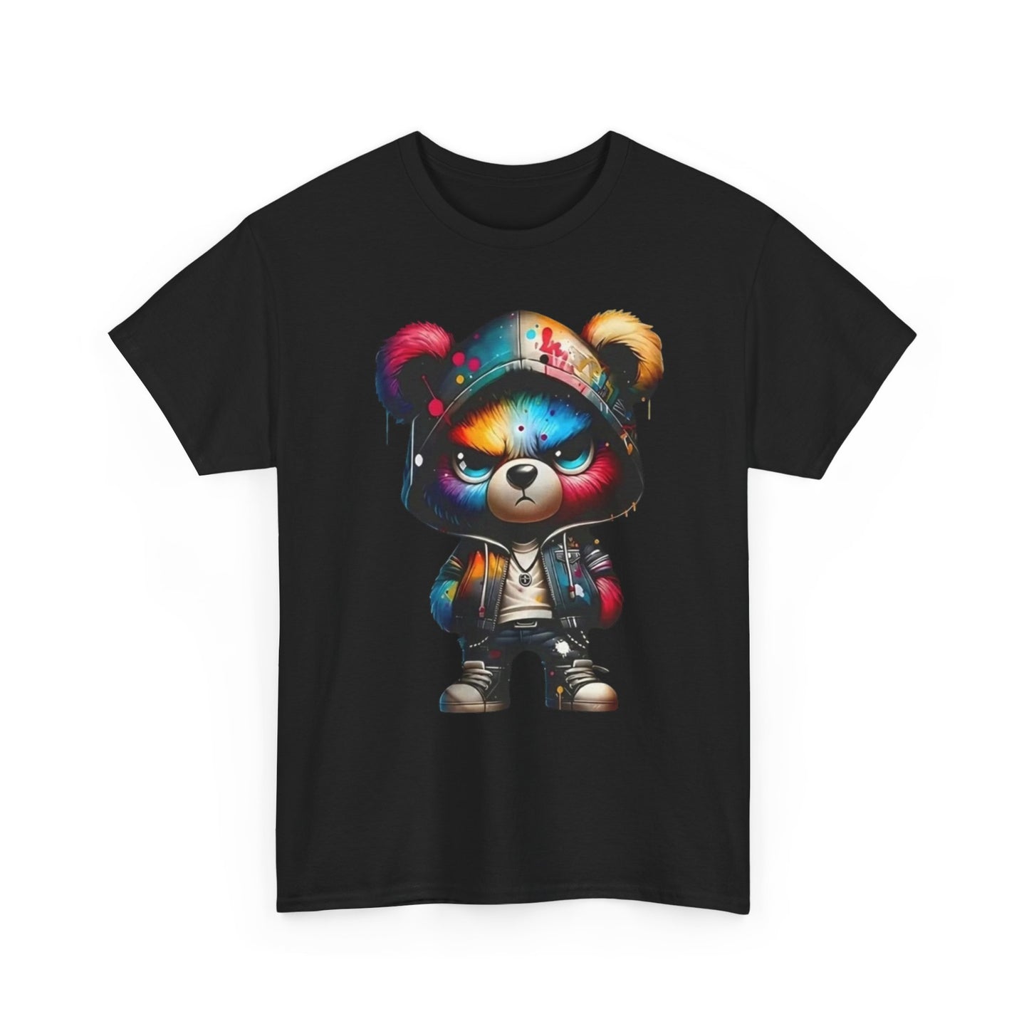 Graffiti Bear Graphic Tee — Colorful Streetwear Teddy Hoodie Design